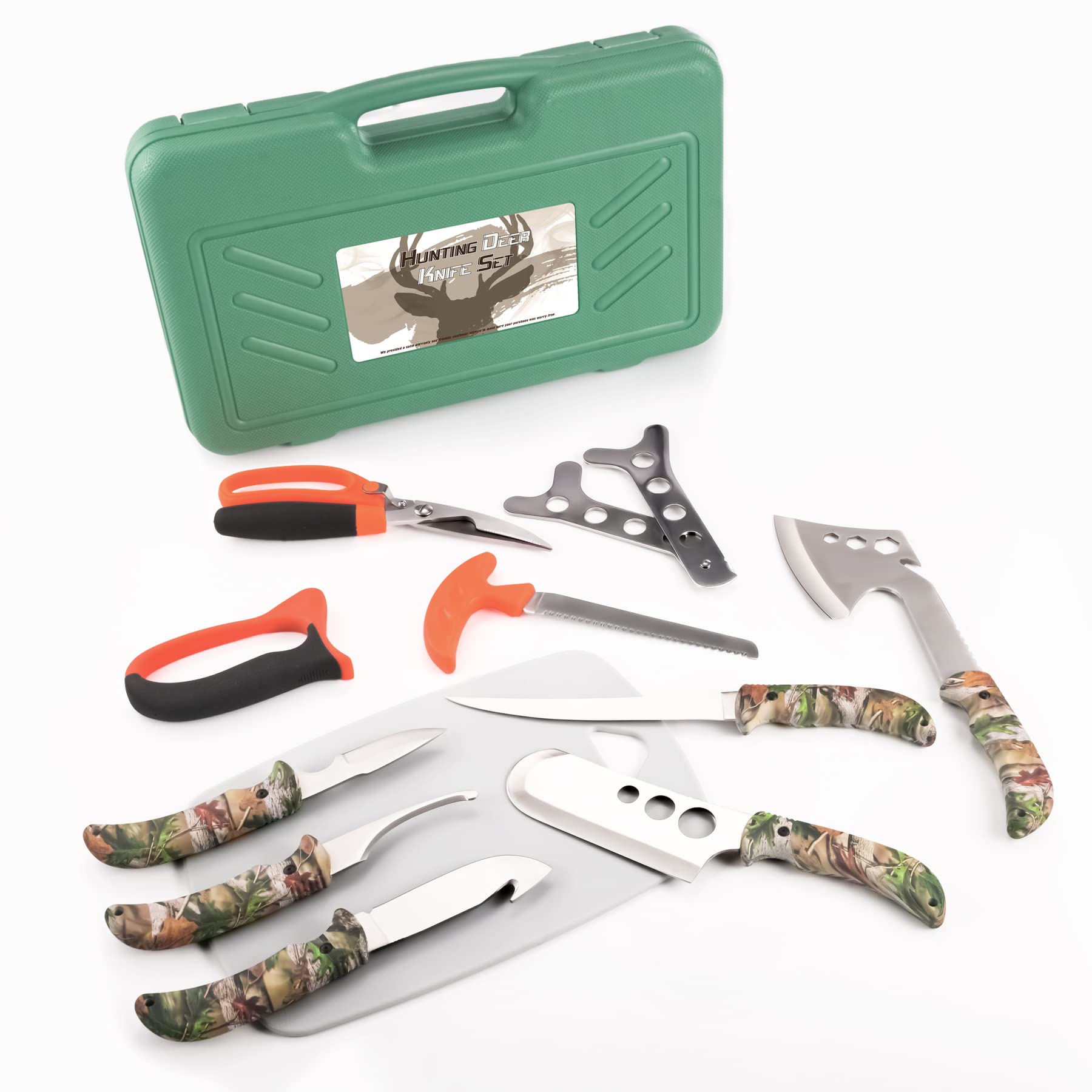 KNINE OUTDOORS Hunting Deer Knife Set Field Dressing Kit Forest Portable Butcher Game Processor Set, 12 Pieces