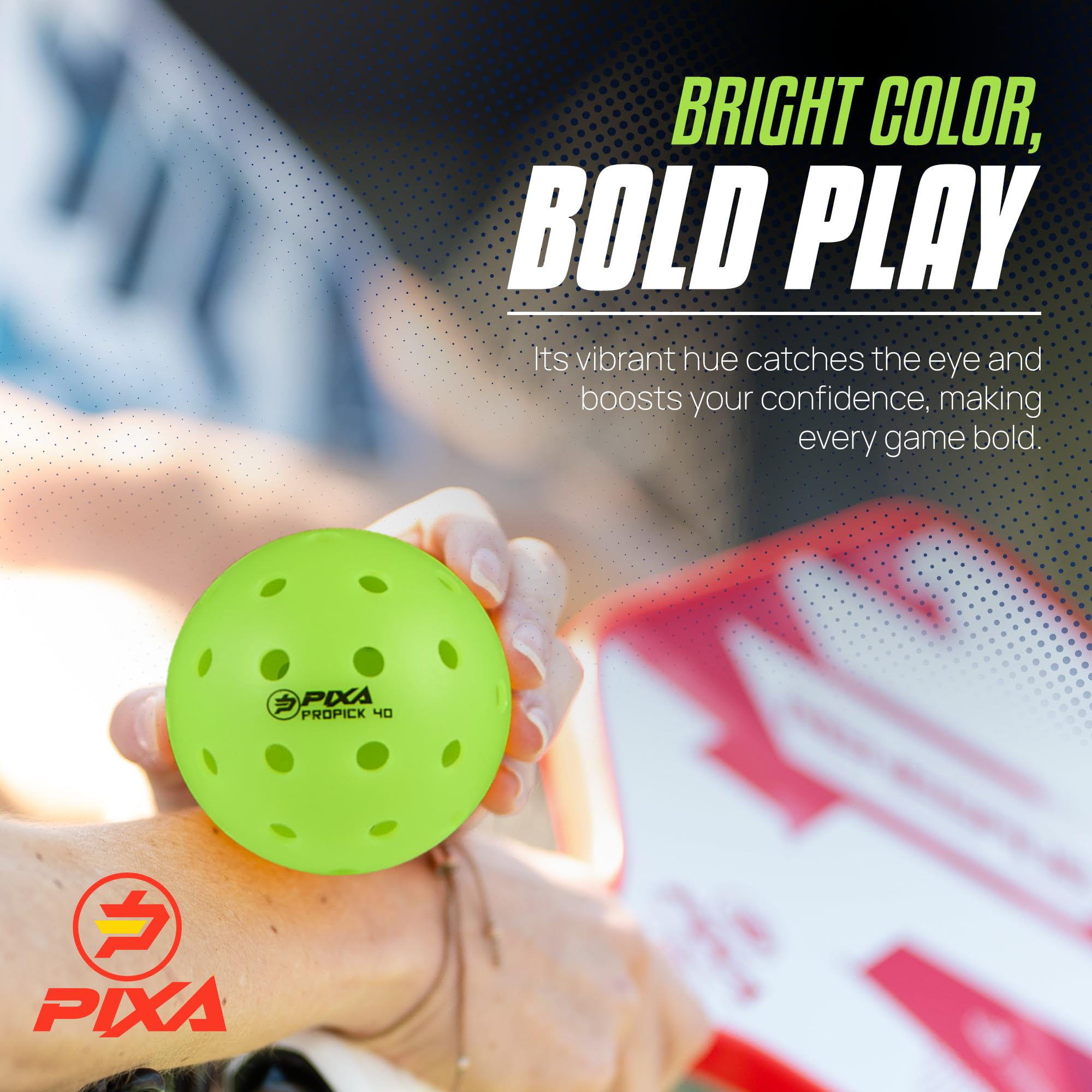 PIXA Propick 40 Unisphere Premium Outdoor Pickleball - USAPA Approved, Tournament Play, Durable Outdoor Pickleballs, Consistent Bounce,Smooth Flight,Competitive Play,Bright Yellow/Green,Pack of 3,6,12