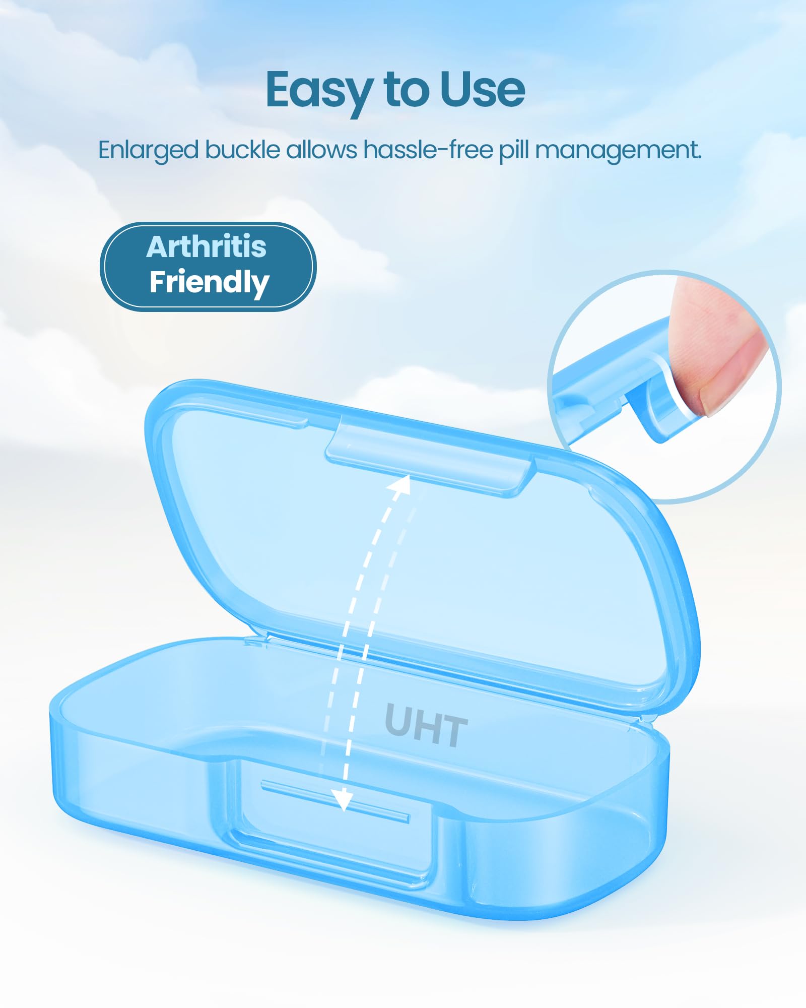XL Weekly Pill Organizer with Dual Protection, ADERI Portable Pill Box 7 Day, Detachable Daily Pill Cases in Pocket Size for Purse, Pocket, Easy to Open Medicine Organizer to Hold Vitamins, Fish Oils