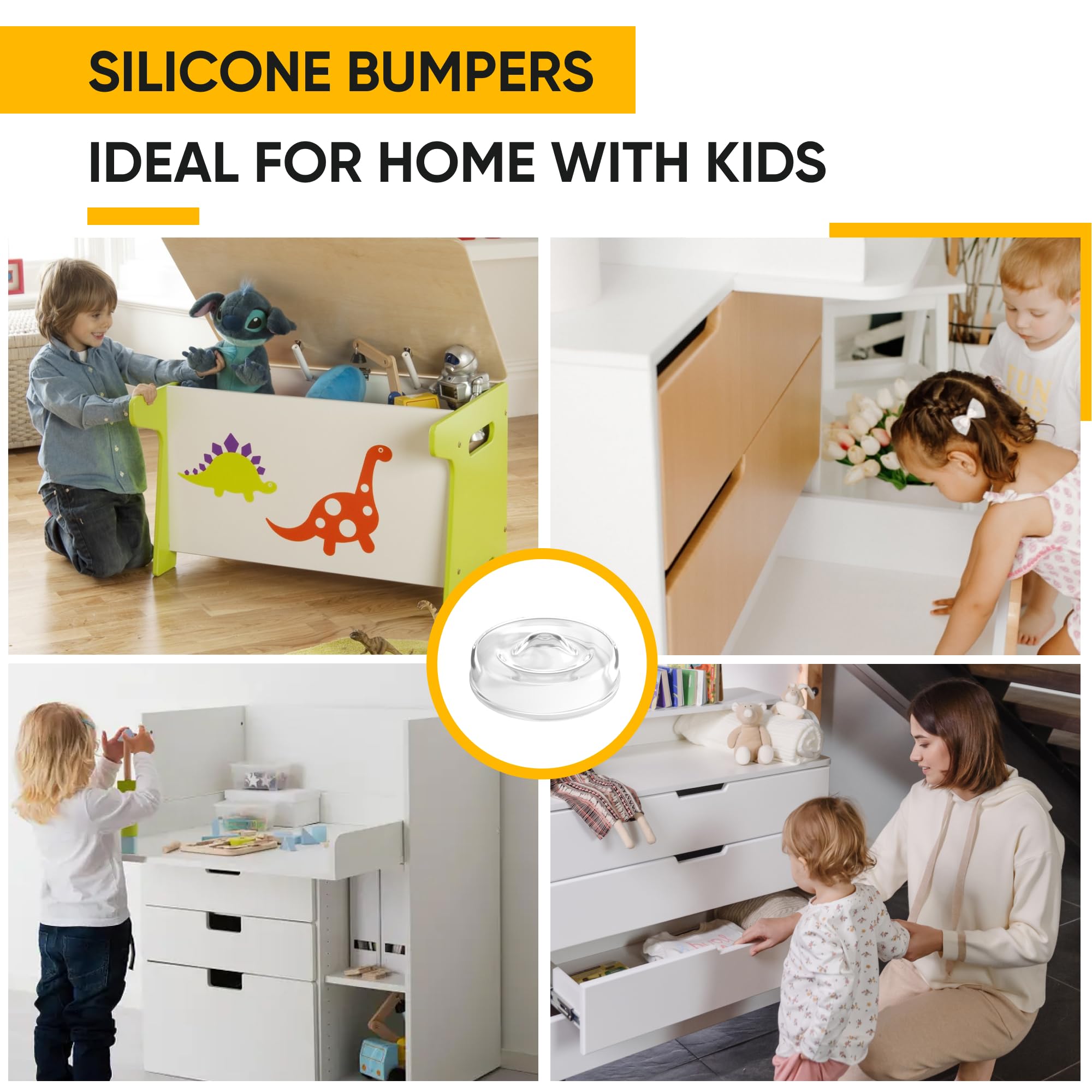 128 Self Adhesive Cabinet Door Bumpers – Sticky Clear Silicone Rubber Pads for Furniture Drawers, Kitchen Cabinets, Decor, Wall Protection – Vellax