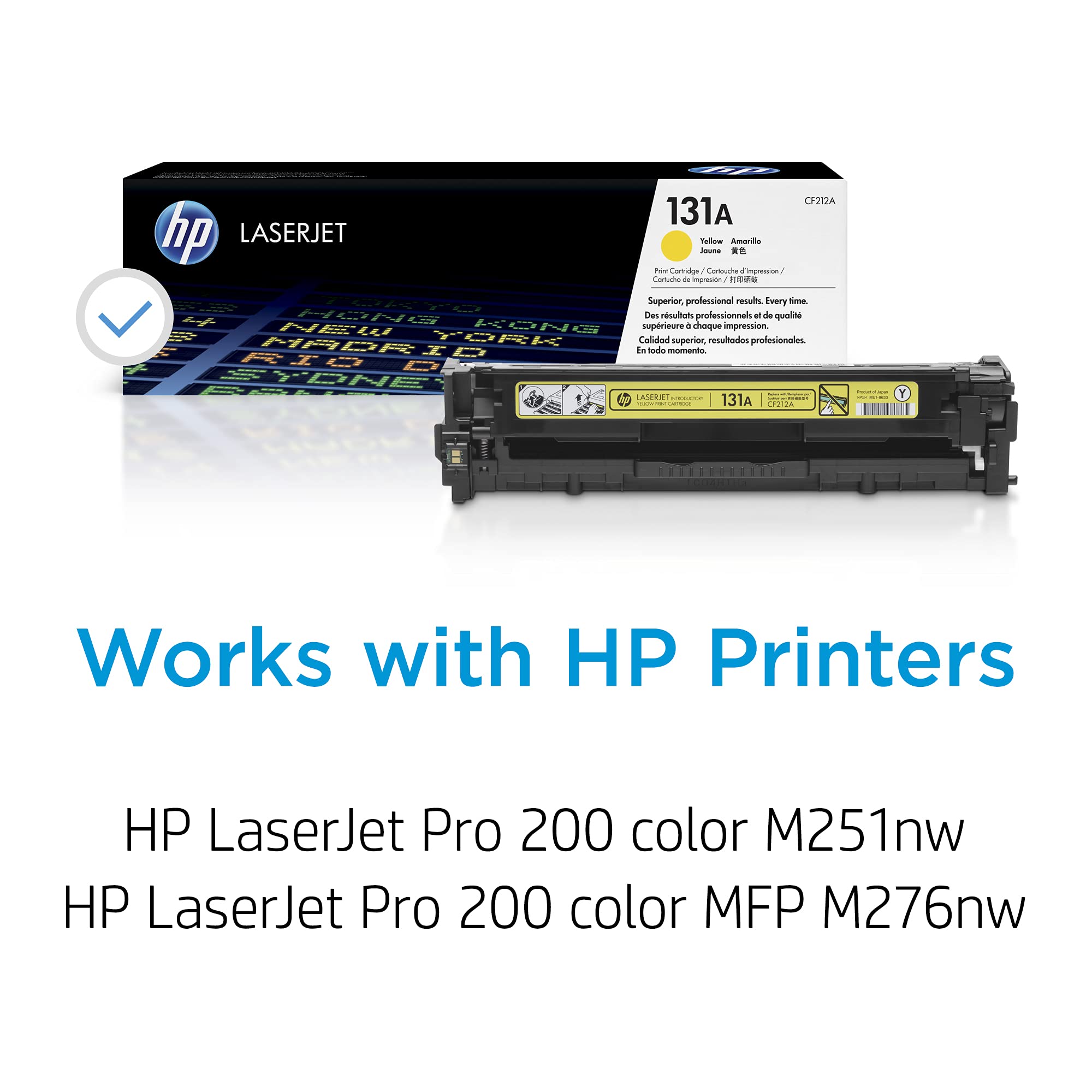 HP 131A Yellow Toner Cartridge | Works with HP LaserJet Pro 200 color M251 Series, HP LaserJet Pro 200 color MFP M276 Series | CF212A