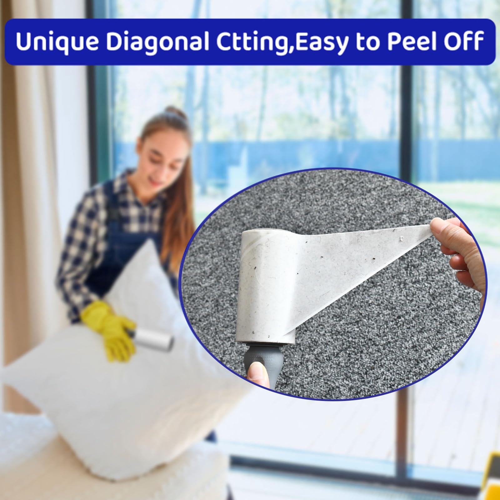 Sticky Lint Roller for Pet Hair: Lint Remover for Dog Cat Hair Mega Value Set 540 Sheets 2 Handles+6 Rollers Fur Removal for Clothes Couch Furniture