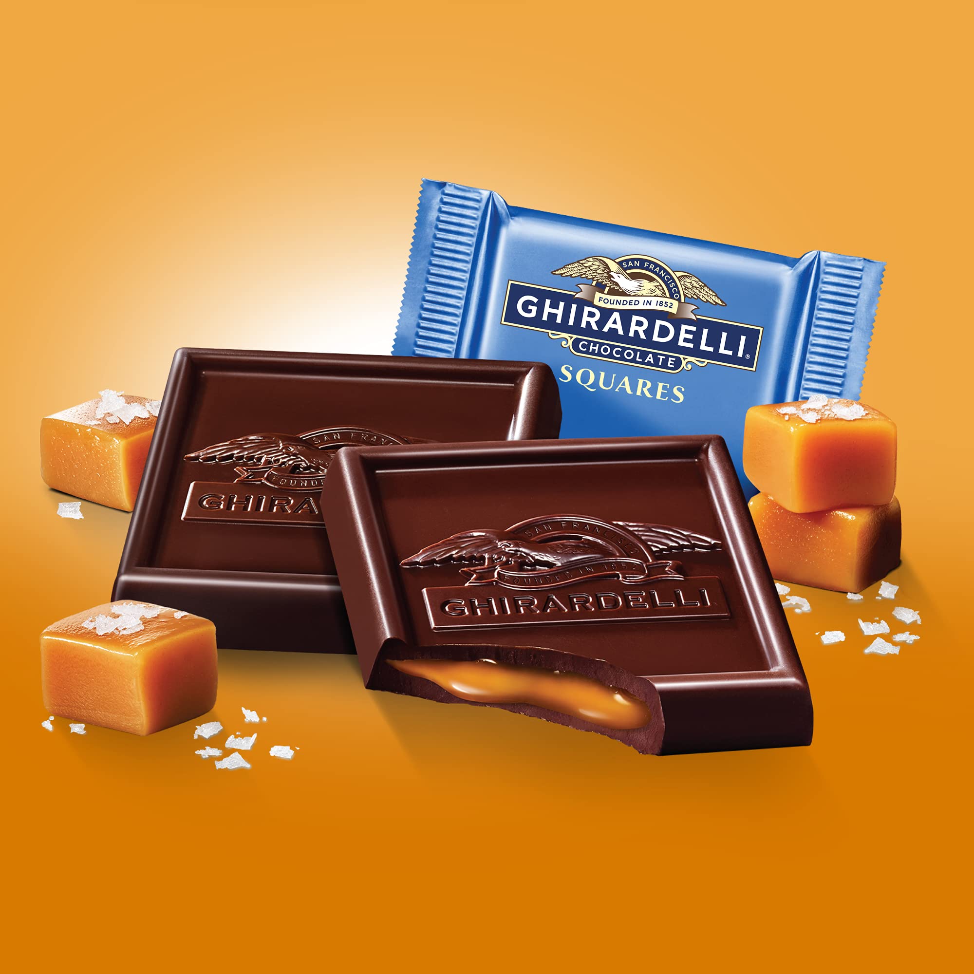 Ghirardelli Dark & Sea Salt Caramel Chocolate Squares, 0.53 Ounce, 50 count