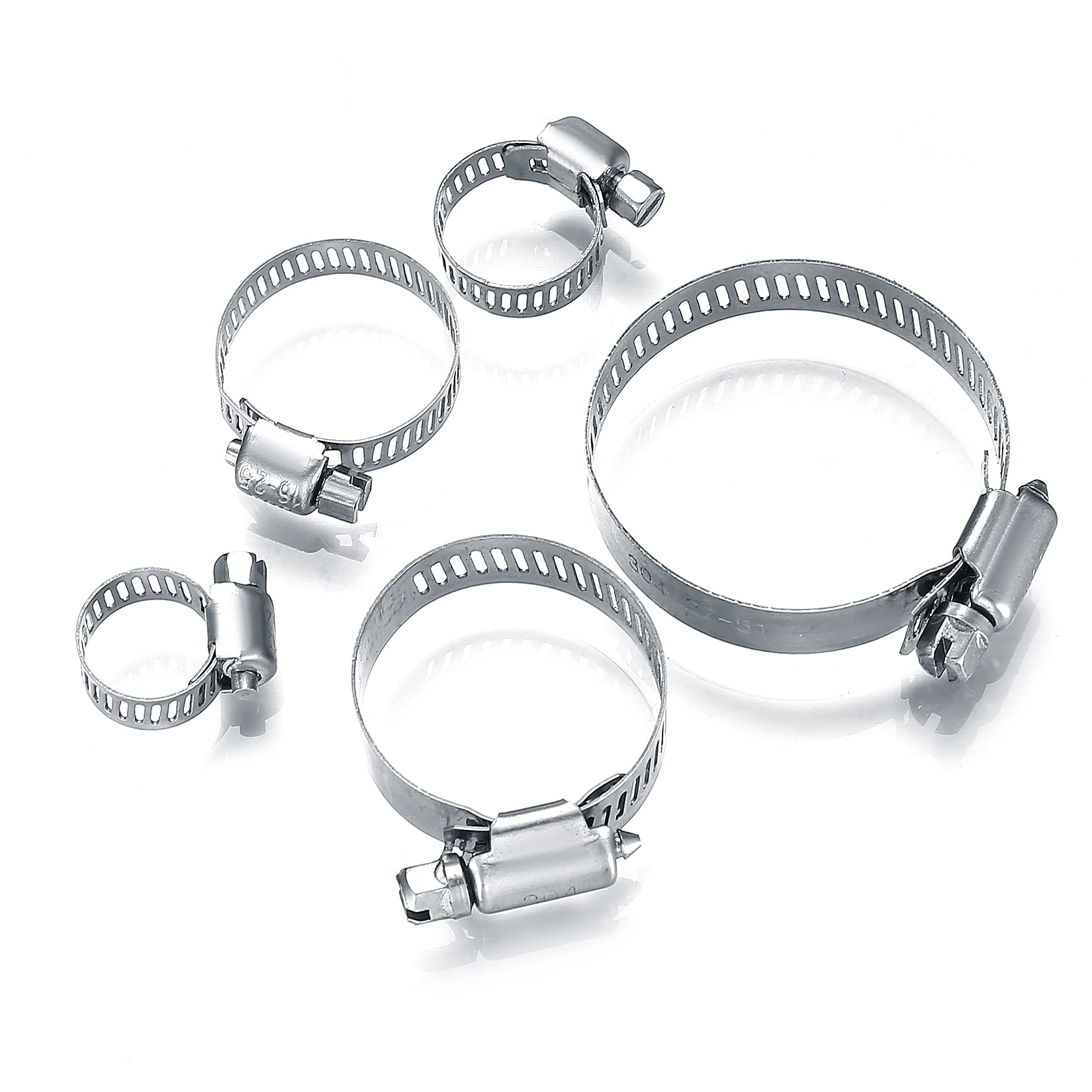 20 Pcs Hose Clamps Stainless Steel, 1/4-2 in (6-51mm) Adjustable Worm Gear Pipe Hose Clamps, Heavy Duty Fuel Line Hose Clamps for Plumbing, Automotive, Dishwasher, Washing Machine, Mechanical