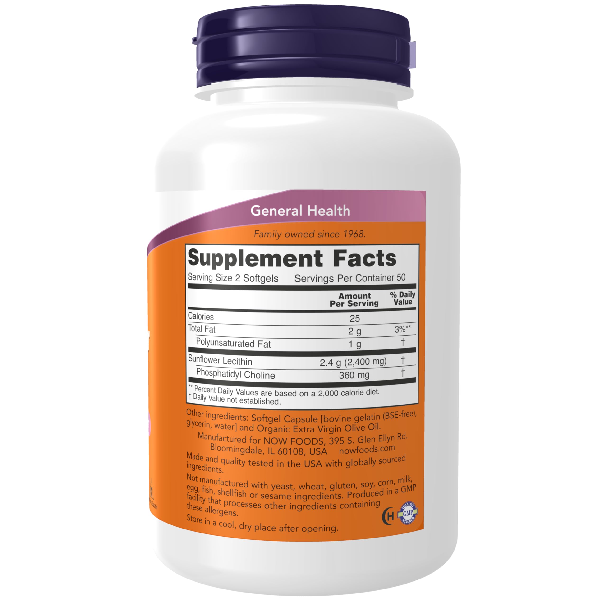 NOW FOODS Sunflower Lecithin 1200MG, 100 Count