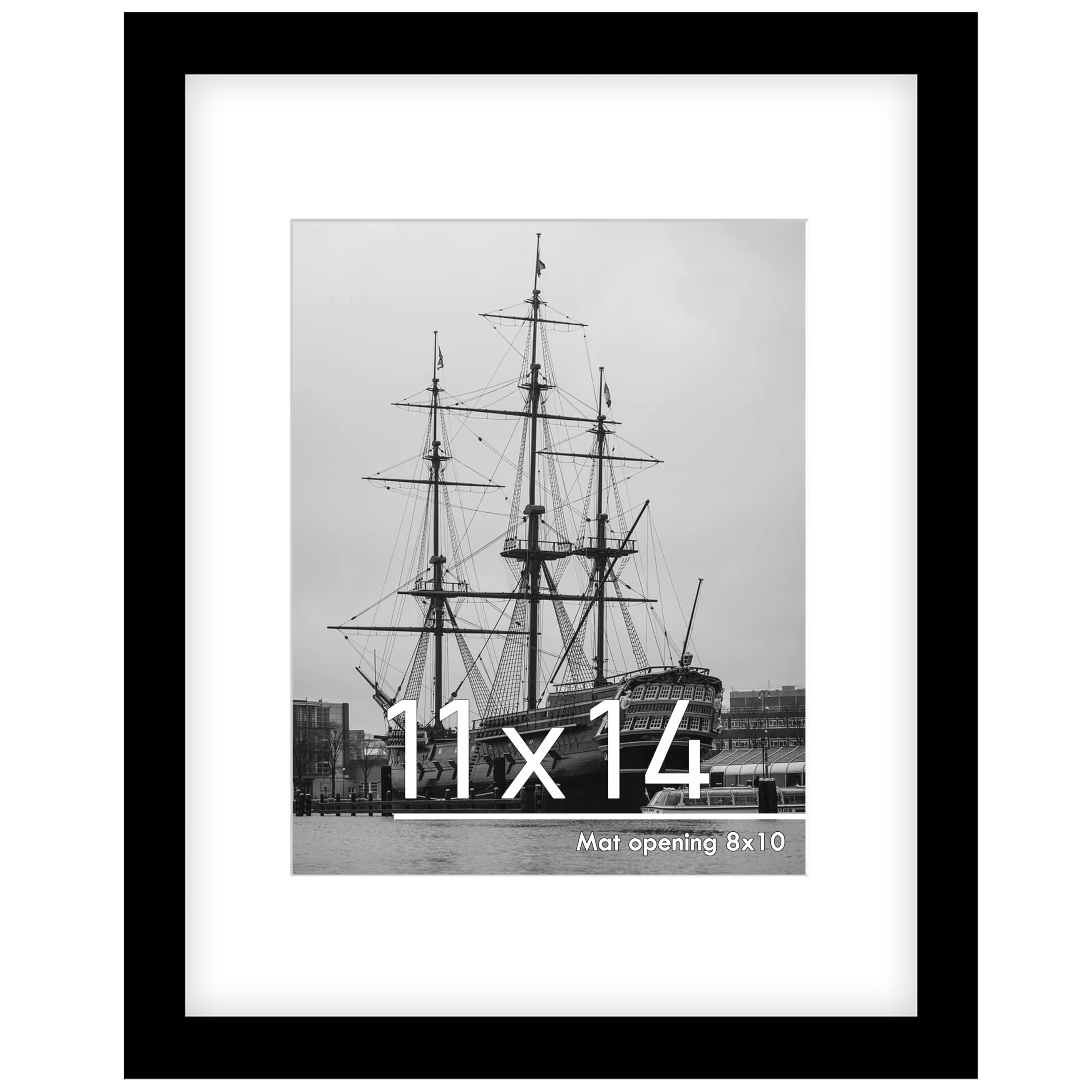 PEALSN 11x14 Picture Frame, Display Pictures 8 x 10 with Mat or 11 x 14 Without Mat for Wall Mounting Display, Photo Frames, Black