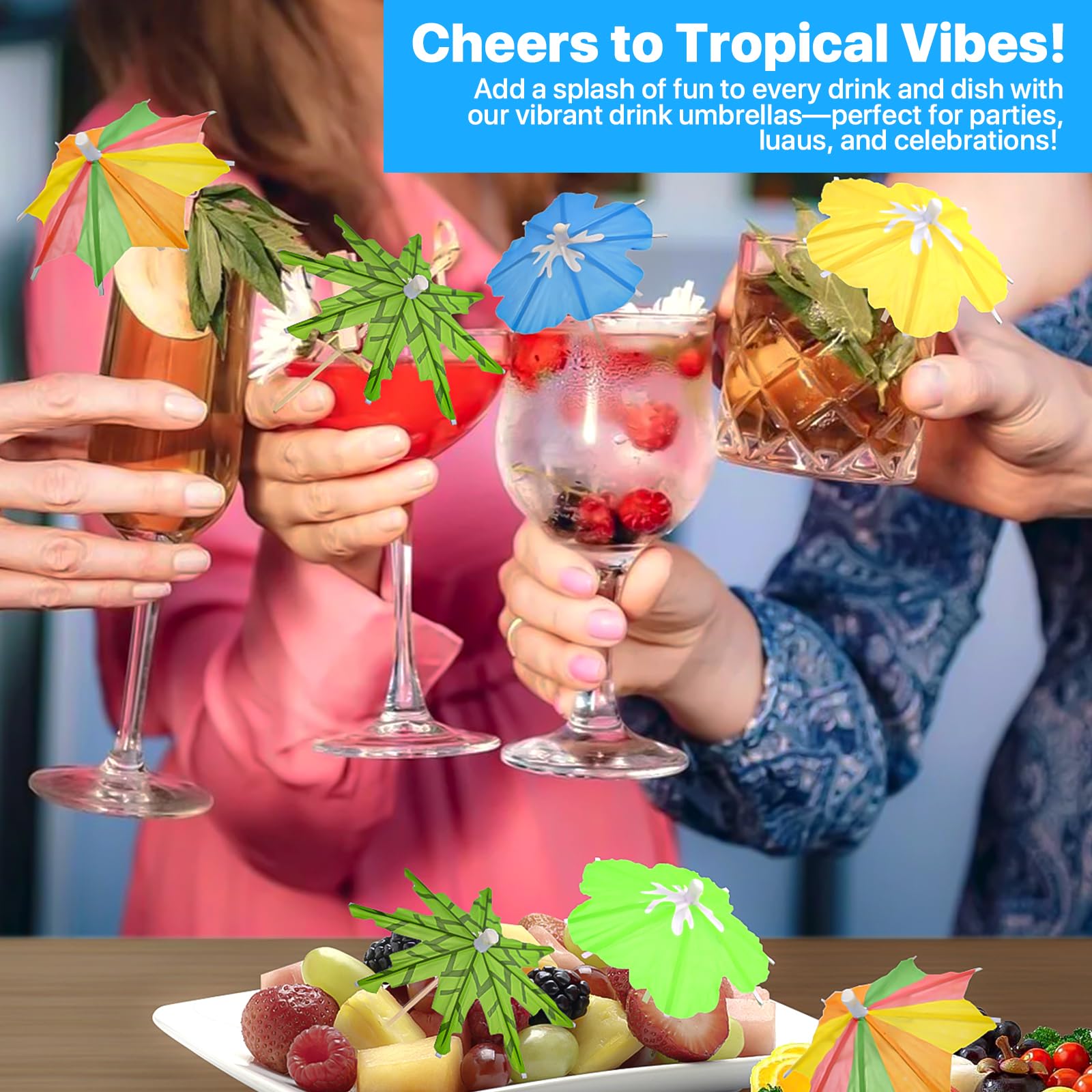【3 Styles 150 PCS】Drink Umbrellas Cocktail Picks, Cocktail Umbrellas for Drinks, Drink Parasols, Mini Paper Umbrella Toothpicks Sticks for Tiki, Luau, Hawaiian Tropical Party Decoration Garnish.
