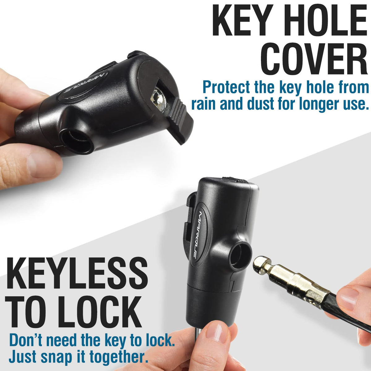MARQUE Bike Lock with Key – 7FT 3/8” Straight Cable Locks with Keys, Anti-Theft Security Cable for Bicycles, Scooters, Kayaks, Paddle Boards, Gates