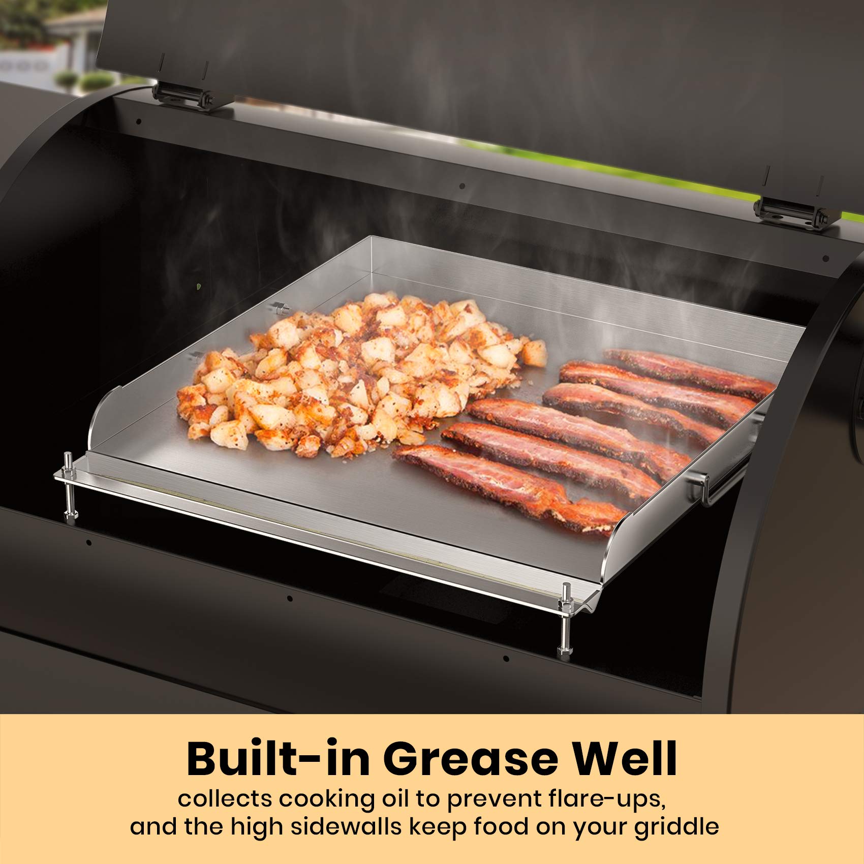 Stanbroil Griddle Hack Griddle Insert for Pellet Grill, 17.5" W x 18.6" D Griddle Attachment for Traeger, Pit Boss, Camp Chef, Green Mountain Grills, Z GRILLS, Smokin Brothers Pellet Grills