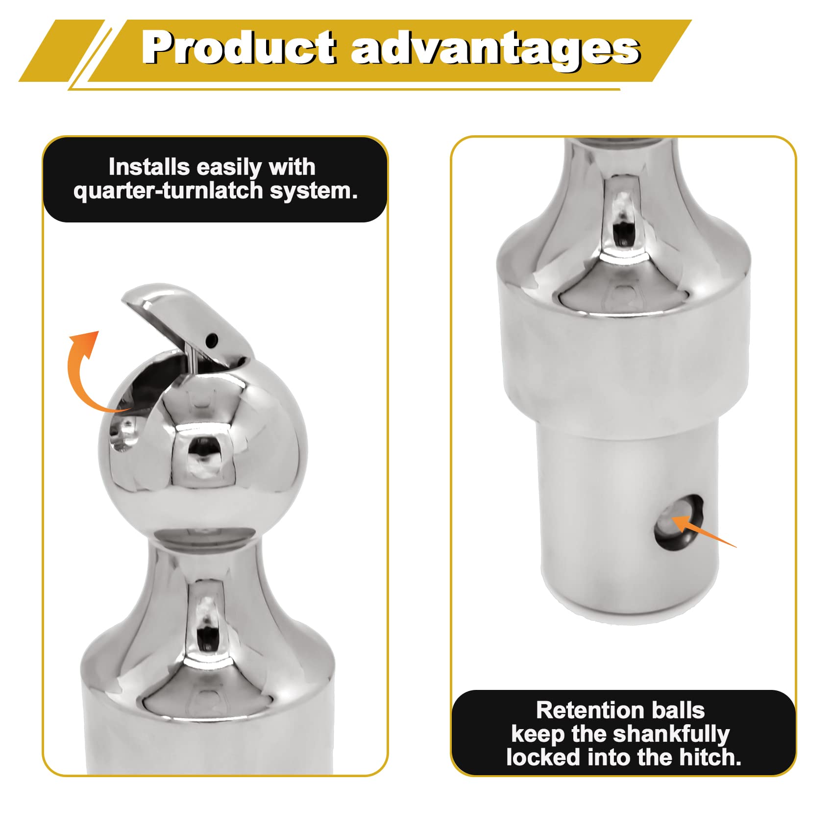 2-5/16 Inch Puck System Gooseneck Hitch Ball, Compatible with 2013-2025 Ford F250 F350 F450, 2016-2025 Chevrolet Silverado, GMC Sierra, Nissan Titan XD & 2013-2025 Dodge RAM 2500 3500, Replace# 60629