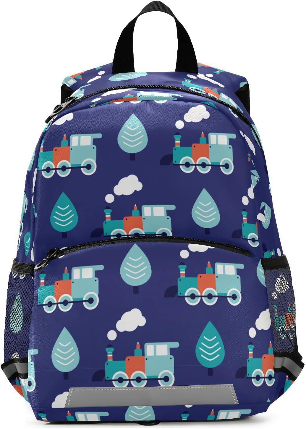 Fisyme Blue Retro Train Toddler Backpack Schoolbag Kids Daypack Travel School Bag Small Mini Backpacks for Kindergarten Preschool Nursery Children Boys Girls with Chest Strap