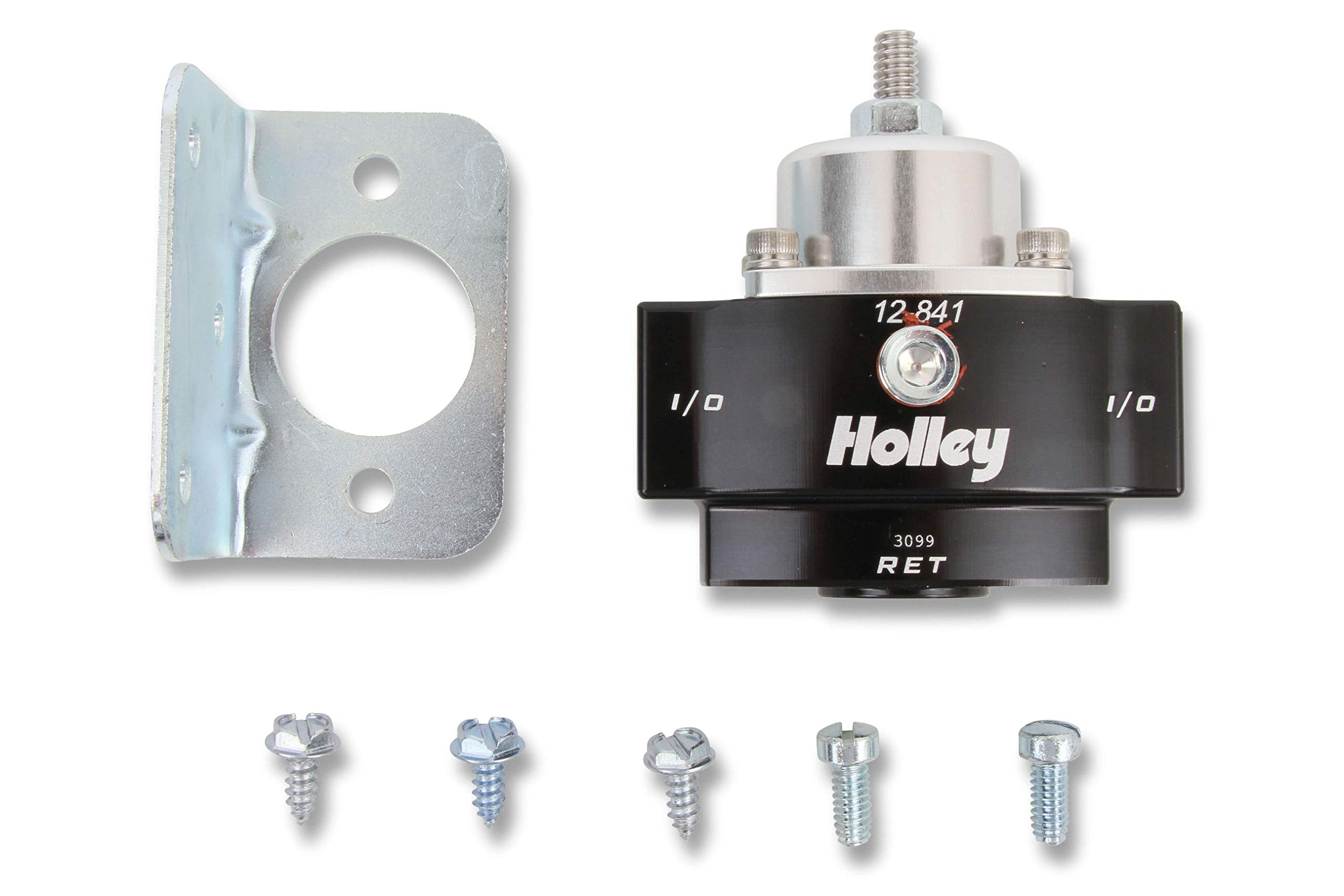 Holley 12-841 4.5-9 PSI Adjustable Bypass Billet Fuel Pressure Regulator with 3/8" NTP Ports, Black
