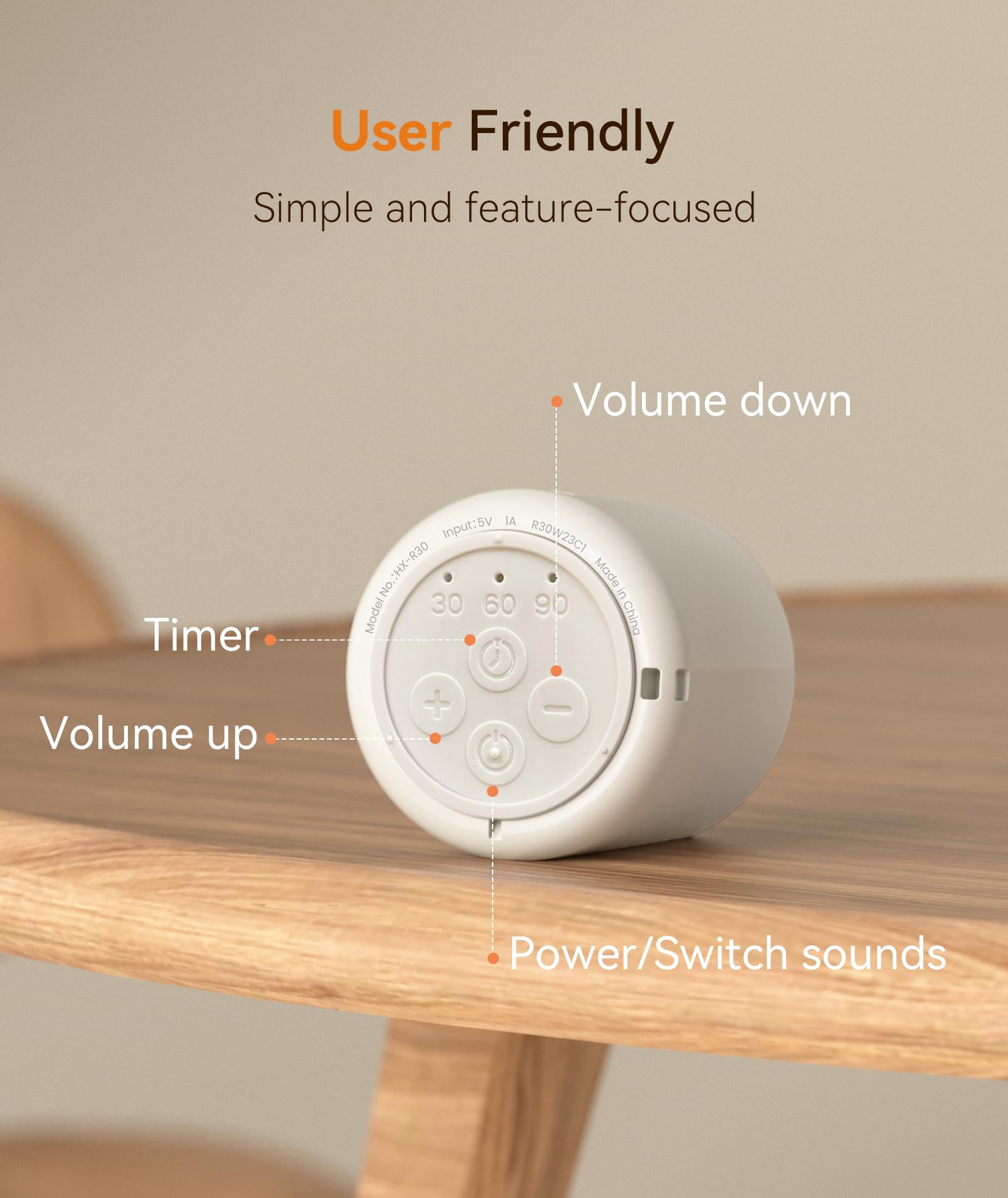 Dreamegg Portable Travel White Noise Machine for Sleep, Features Powerful Battery, Egg-Sized, 16 Nature Sounds, Timer, for Baby Adults Office Privacy Home Gift, Cream