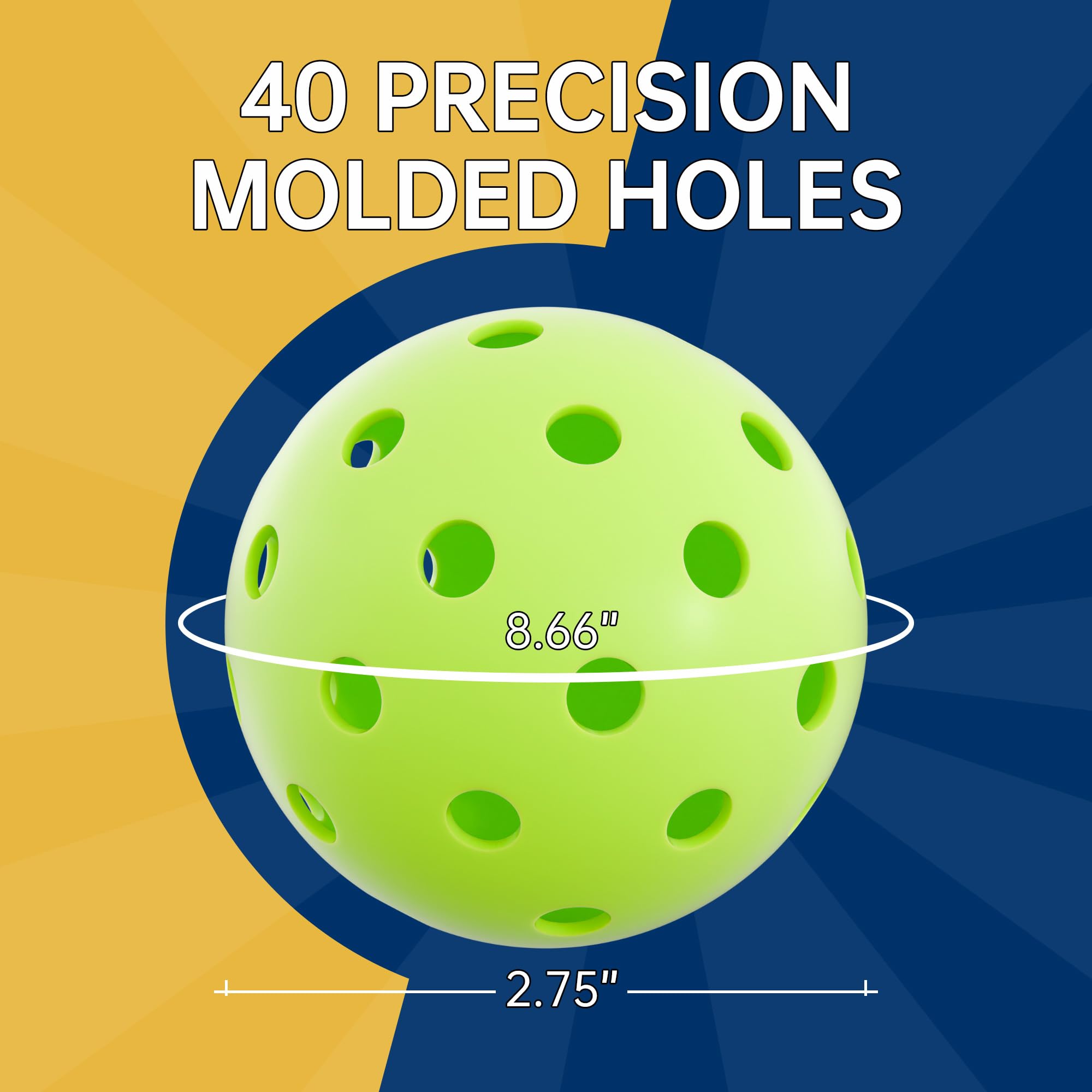 Amyracel Outdoor Pickleball Balls, 40 Holes Pickleballs 12 Pack, High Bounce True Flight Practice Pickle Ball Crack-Resistant