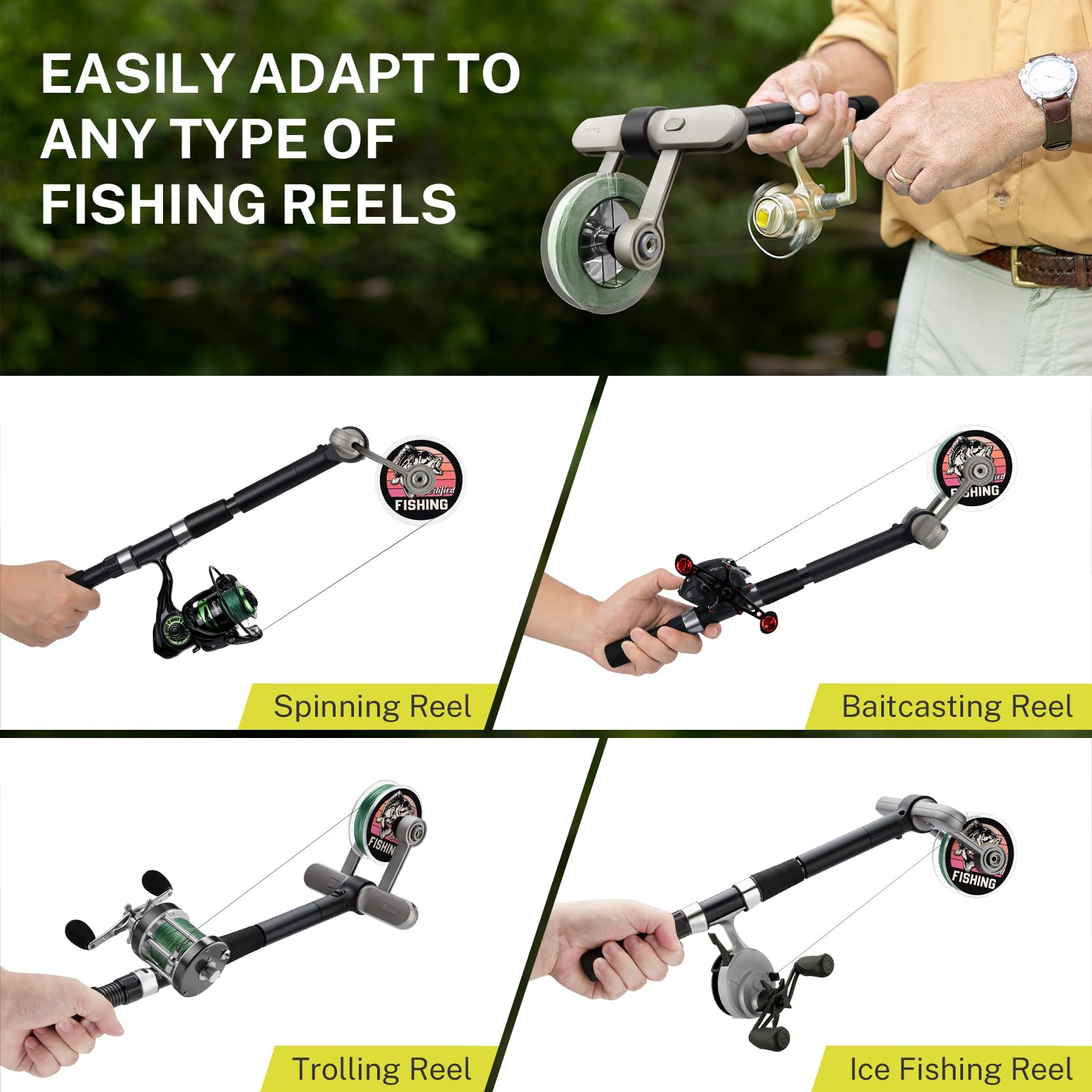 Gonex Fishing Line Spooler with Unwinding, No Line Twist, Adjustable Line Winder for Spinning, Cast, Spincast Reels, Spool Spooling Station System, Function Installation-Free