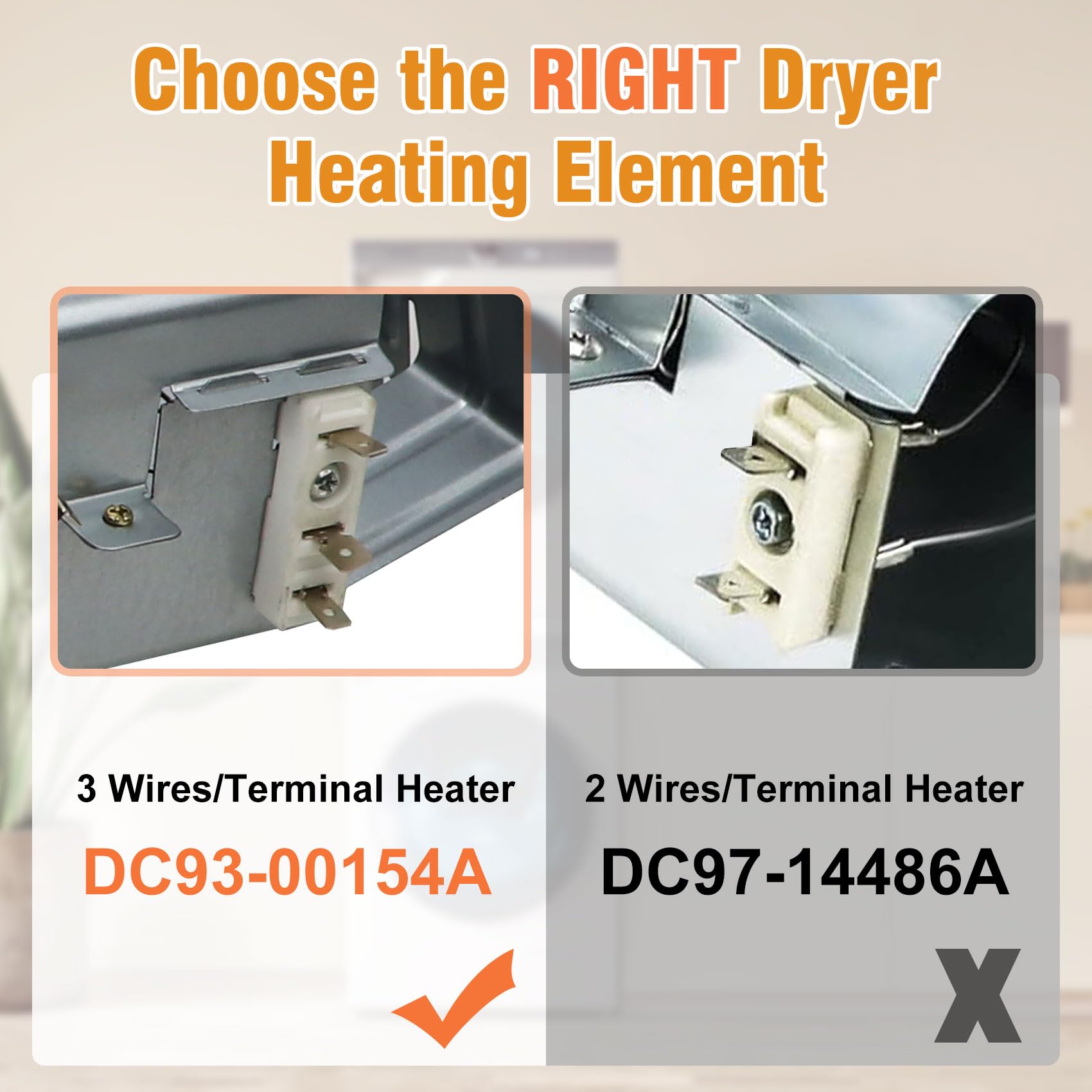 DC93-00154A Dryer Heating Element Assembly (3 Wire) Fit for samsung Dryer DV45K6500EV/A3 DV48J7770EP/A2 DV52J8700EP/A2 DV45K6200EZ/A3 DV50K8600EV/A3 etc. Part Replaces AP5582094 PS4216214 3282568