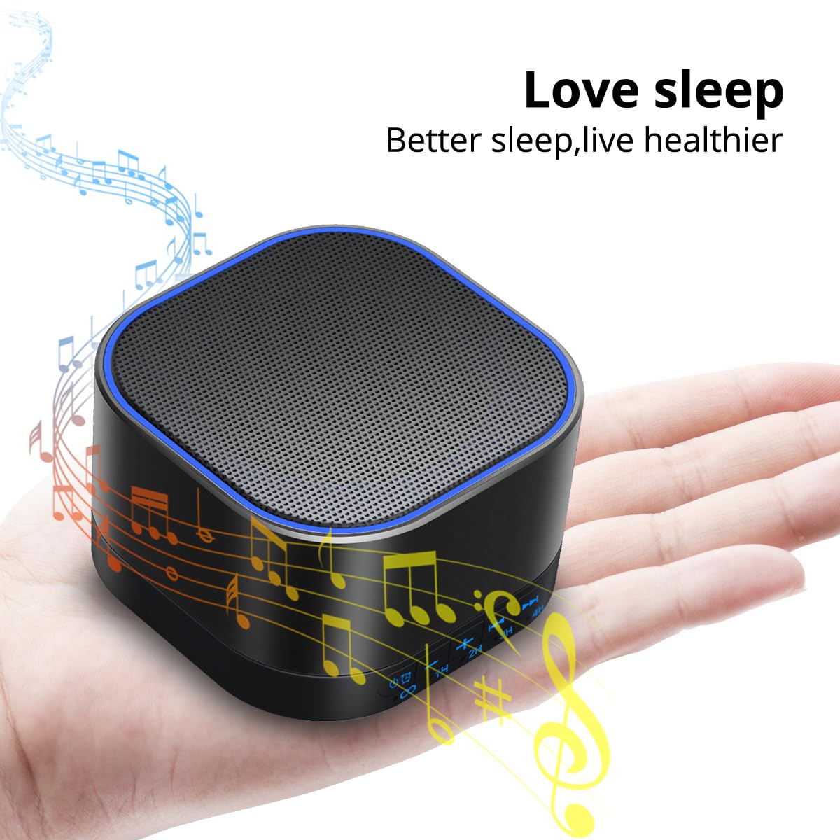 Magicteam Sound White Noise Machine with 20 Non Looping Natural Soothing Sounds and Memory Function 32 Levels of Volume Powered by AC or USB and Sleep Sound Timer Therapy for Baby Kids Adults