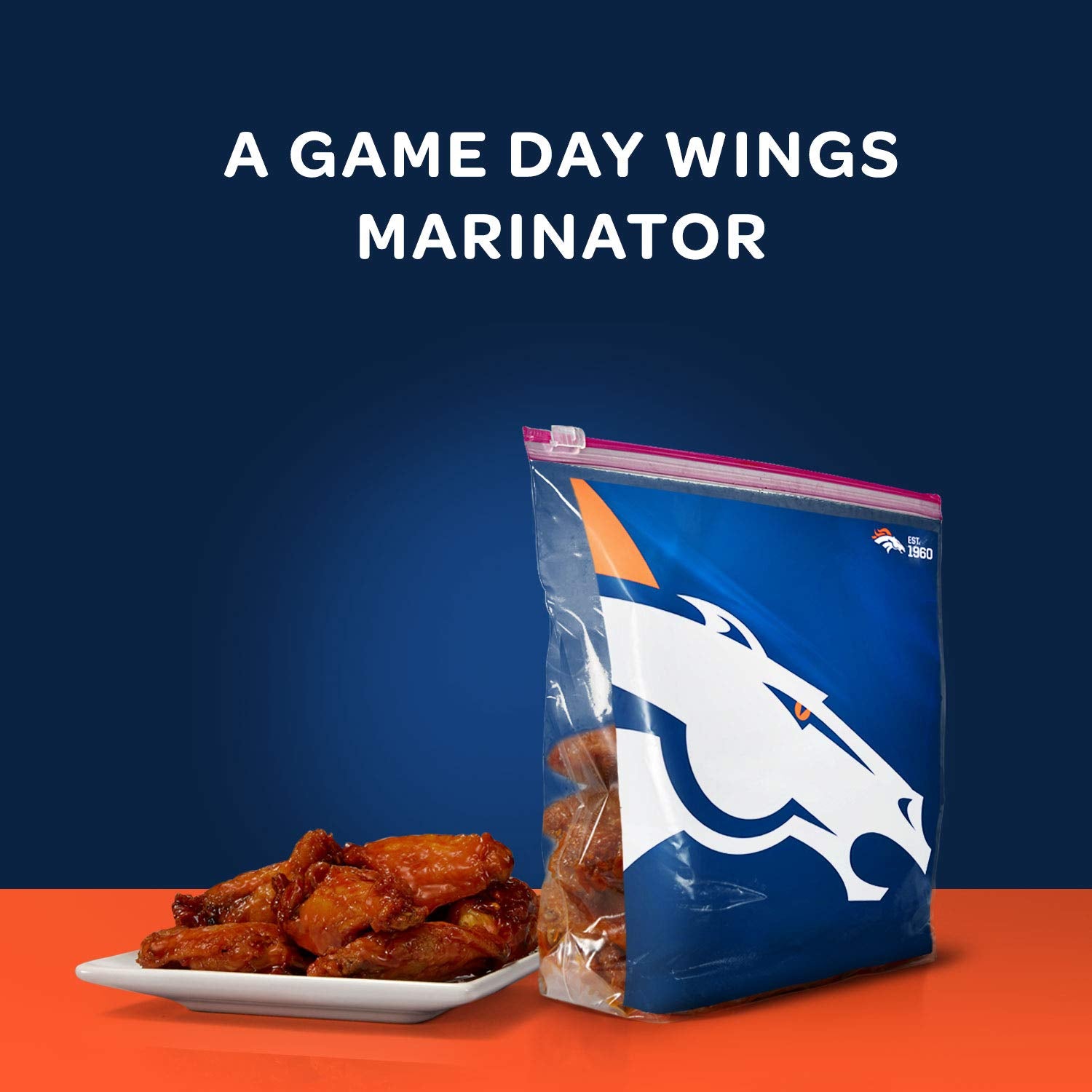 Ziploc Slider Storage Gallon Bag, Great for Grab-and-go Snacking, Tailgating or homegating, 20 Count- NFL Denver Broncos