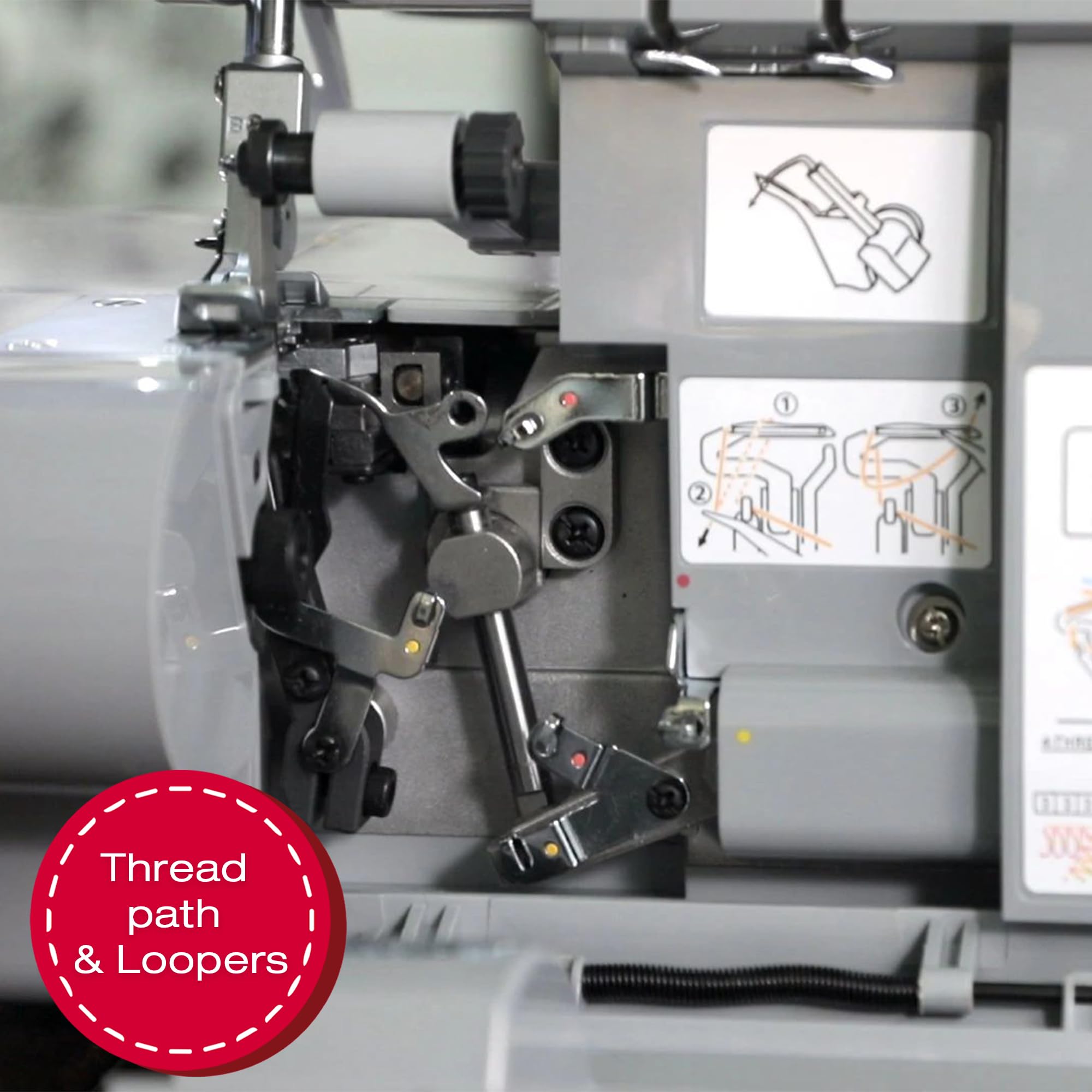 SINGER X5004-HD Metal Frame Serger & Overlock Machine | 2-3-4 Stitch Capability, 8 Built-In Stitches, 1300 Stitches per minute, Adjustable Differential Feed & 2 LED Lights (Grey/Blue)