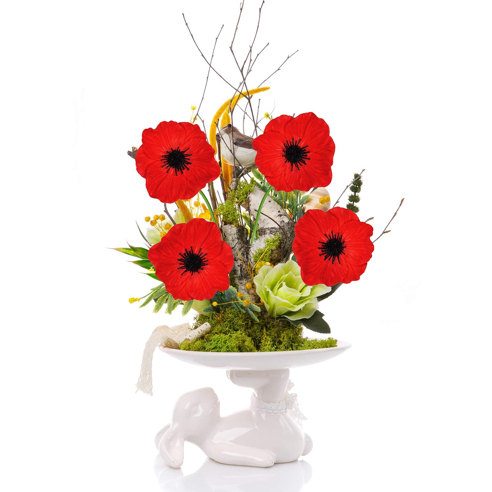 24 pcs Artificial Red Flower Stems PU Real Touch Flower Fake Flowers in Red with Black Center 11.6" Tall for Wedding Bouquets Corsages Centerpiece Floral Arrangements
