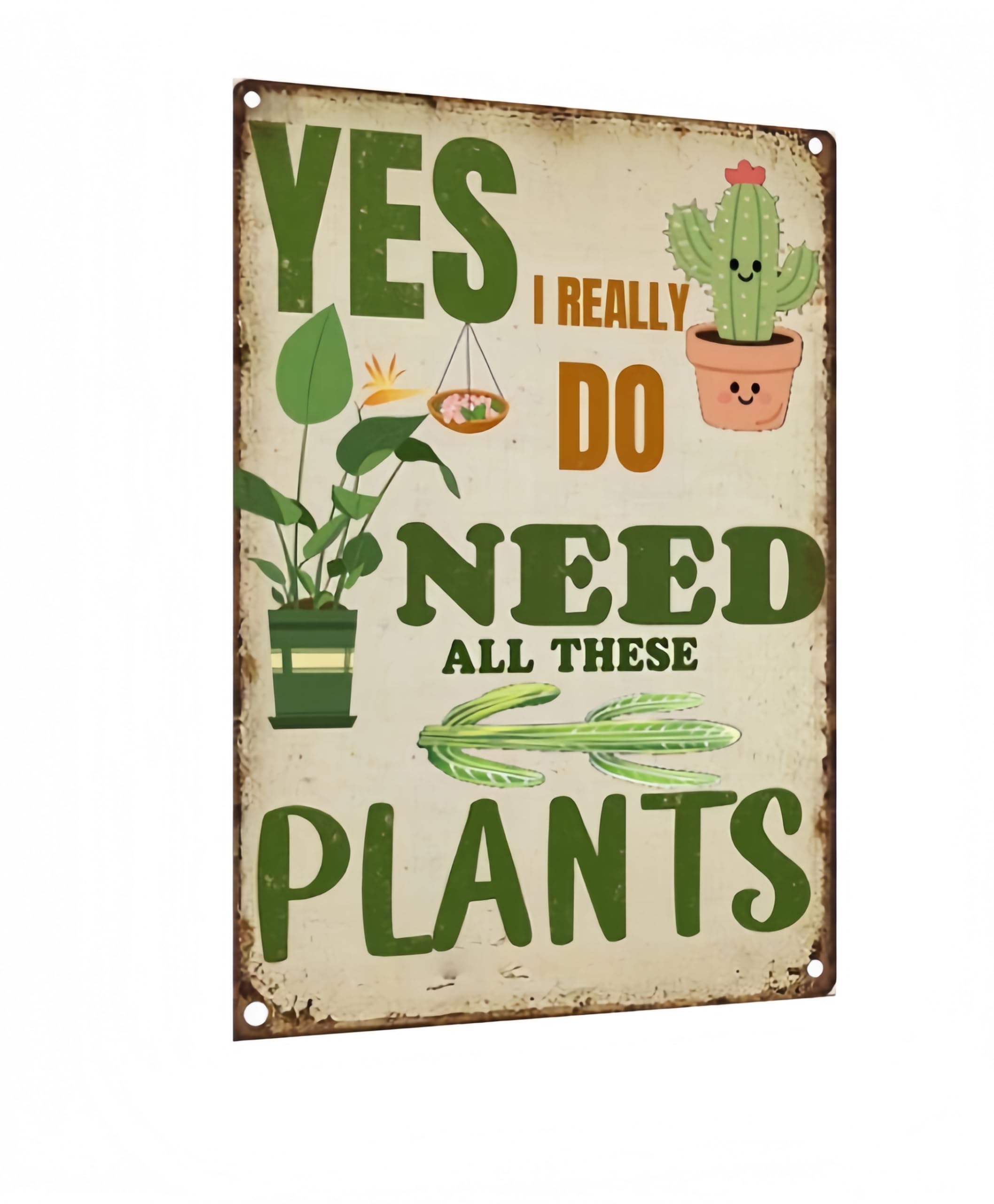 Carastora Funny Plant Lover Wall Sign – Retro Metal Tin Sign for Garden, Home, Kitchen or Greenhouse, Humorous “Need All These Plants” Decor, 8x12 Inch