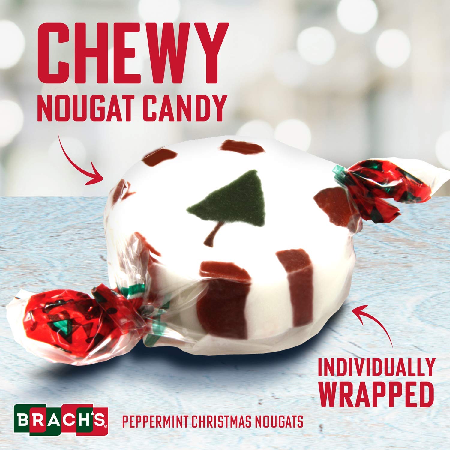Brachs Peppermint Christmas Nougats Candy - Bulk Christmas Candy - Individually Wrapped Brachs Peppermint Candy – Bulk Holiday Candy for Stocking Stuffers and Holiday Treats (Pack of 50)