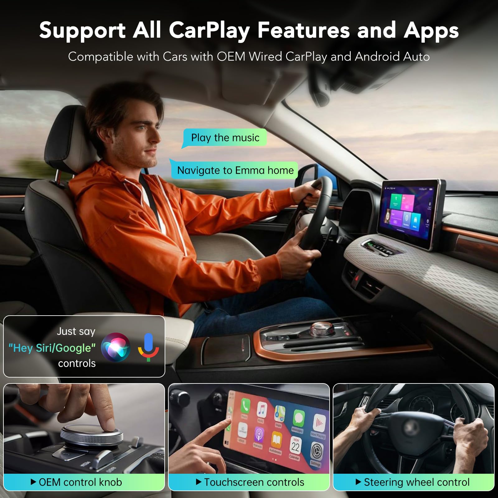 Wireless CarPlay Adapter 2026, Convert Wired to Wireless CarPlay Adaptor for Apple, Compatible with Cars with Factory Wired CarPlay for iPhone & Android with USB/USB-C Port (Light Grey)