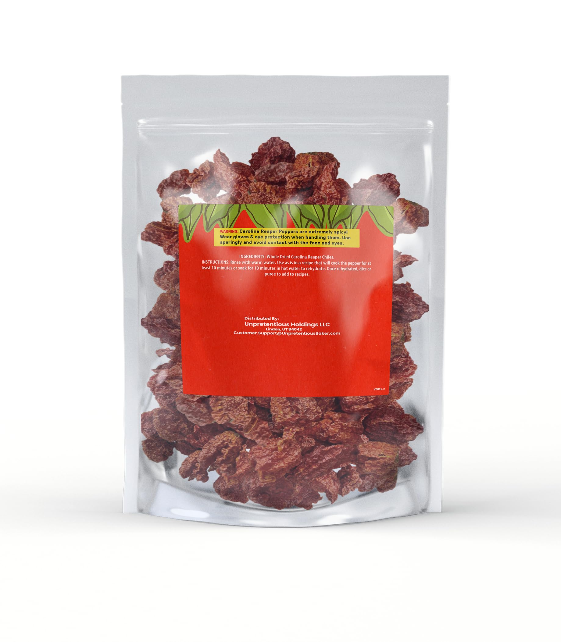 Unpretentious Whole Dried Carolina Reaper Chiles, 25 Count, Extremely Spicy Chiles, Hot Sauce