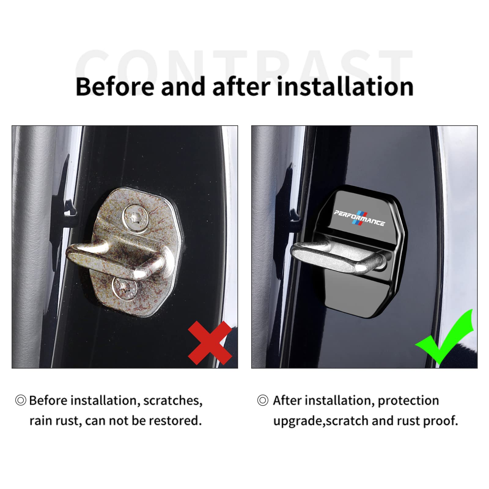 Speechn Car Door Lock Latches Cover Protector Replacement for BMW Car Accessories 1 2 5 6 7Series X1 X3 X5 X6 F15 F20 F45 G01 G02 G20 G30(4Pcs Black