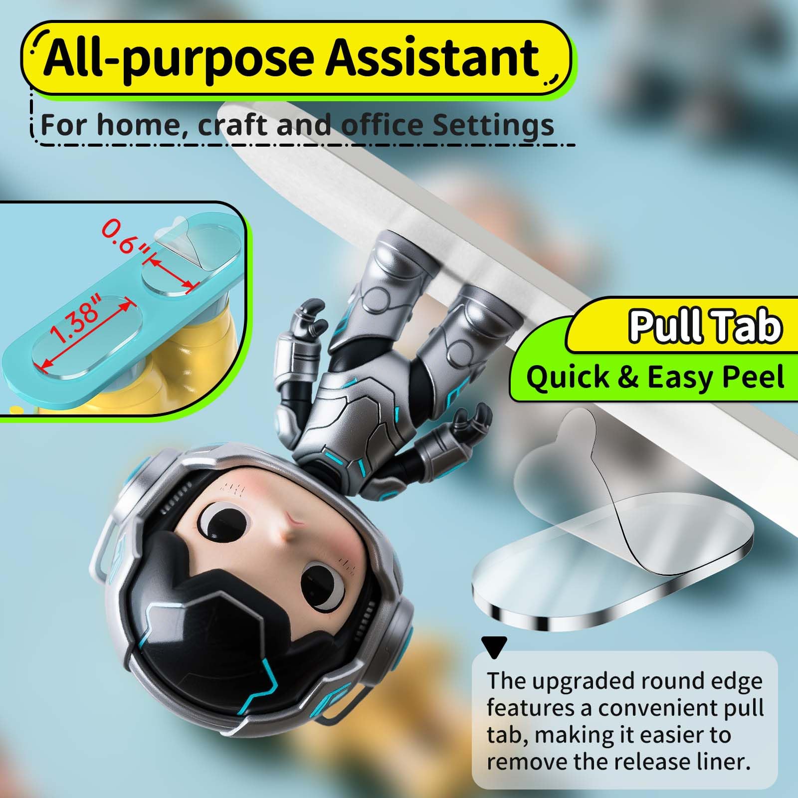 PHIXBEAR Upgraded Mounting Putty with Pull Tab, Removable Museum Tape Sticky Double Sided Adhesive Dots No Trace for Poster, 182 Pcs 0.6" x 1.38"