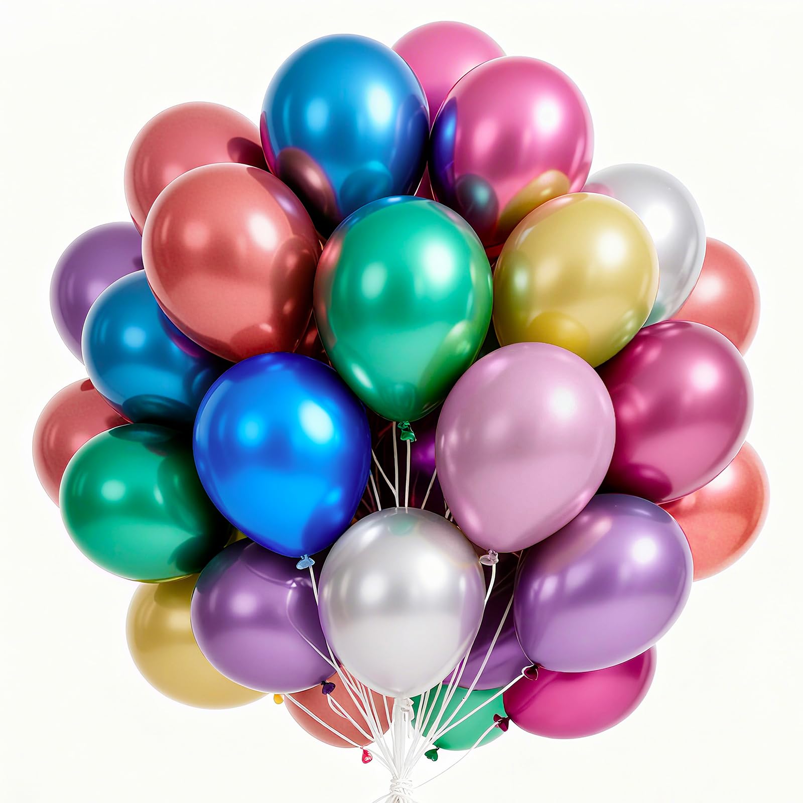 PartyWoo Metallic Balloons 66pcs 12 Inch Metallic Blue Silver Gold Purple Pink Green Rose Gold Latex Balloons for Baby Shower Wedding Engagement Unicorn Rainbow Birthday Party Decorations