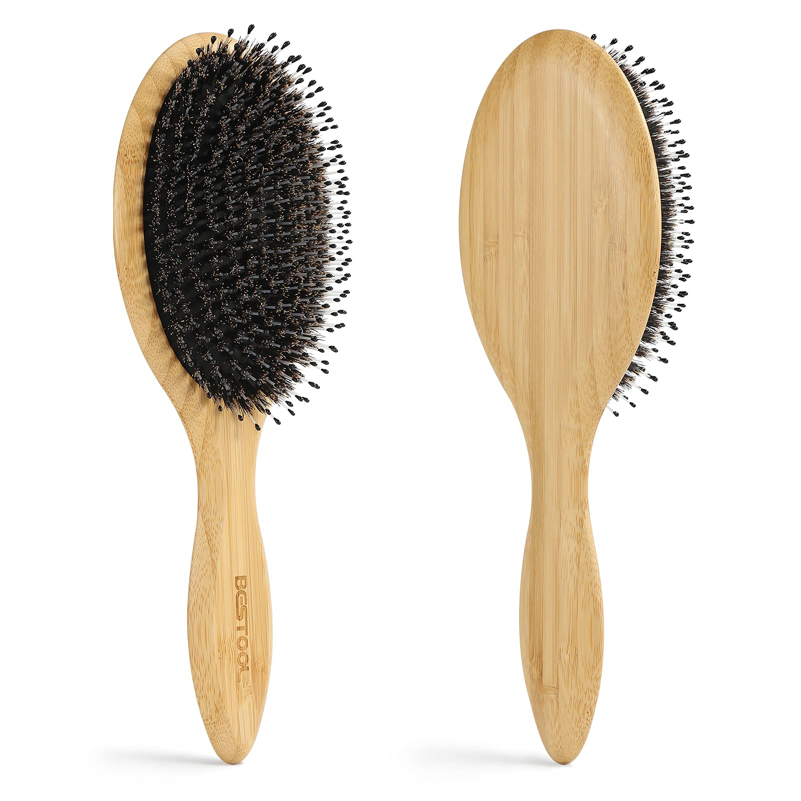 BESTOOL Hair Brush, Boar Bristle Hair Brushes for Women men Kid, Boar & Nylon Bristle Brush for Wet/Dry Hair Smoothing Massaging Detangling, Everyday Brush Enhance Shine & Health (Round)