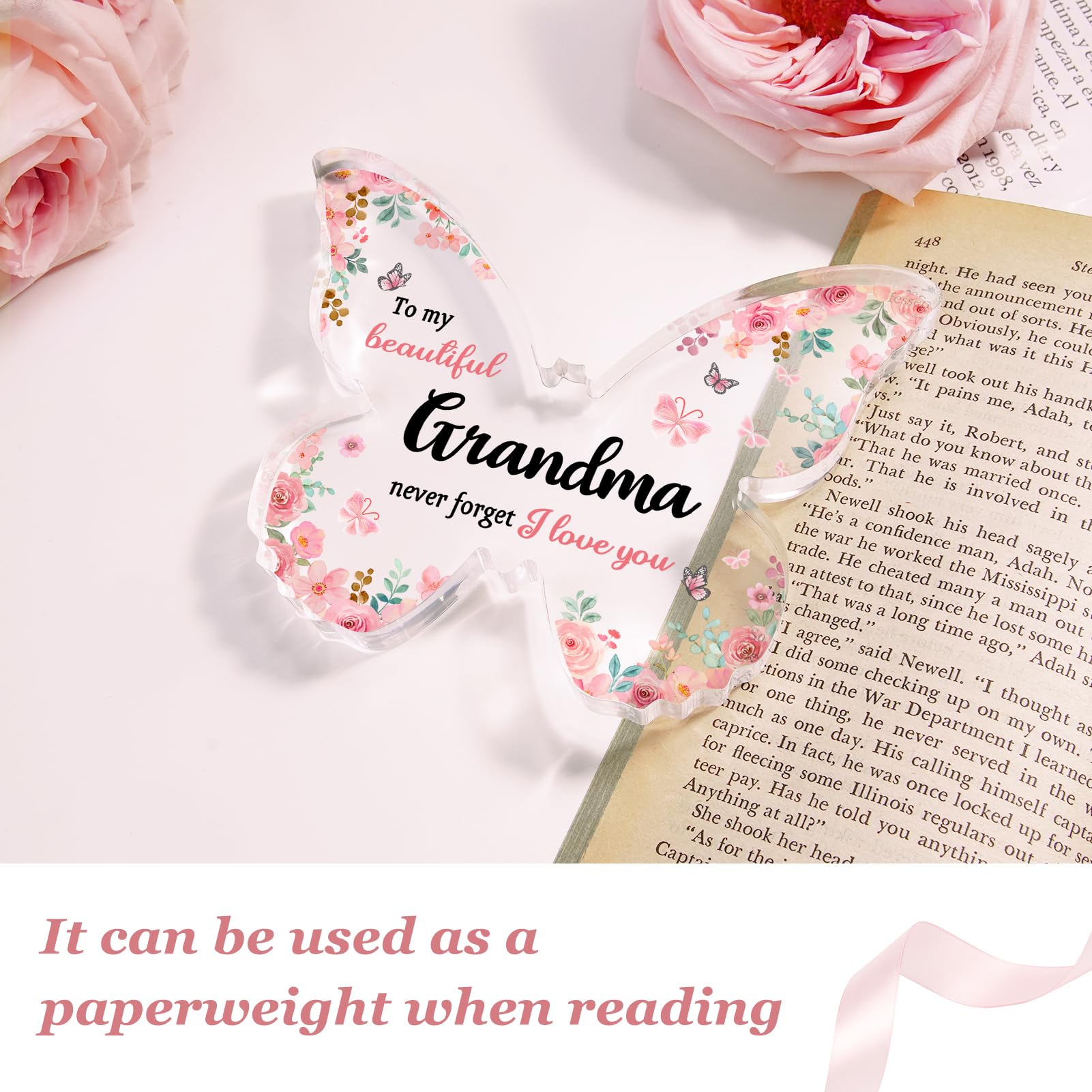 GiftyTrove Gifts for Grandma, Best Grandma Christmas Gift - 5x3.8x0.5 Inch Butterfly-Shaped Acrylic Plaque Keepsake - Mothers Day Gift, Grandparent Day Gift, Birthday Gift, Christmas Gift for Grandma