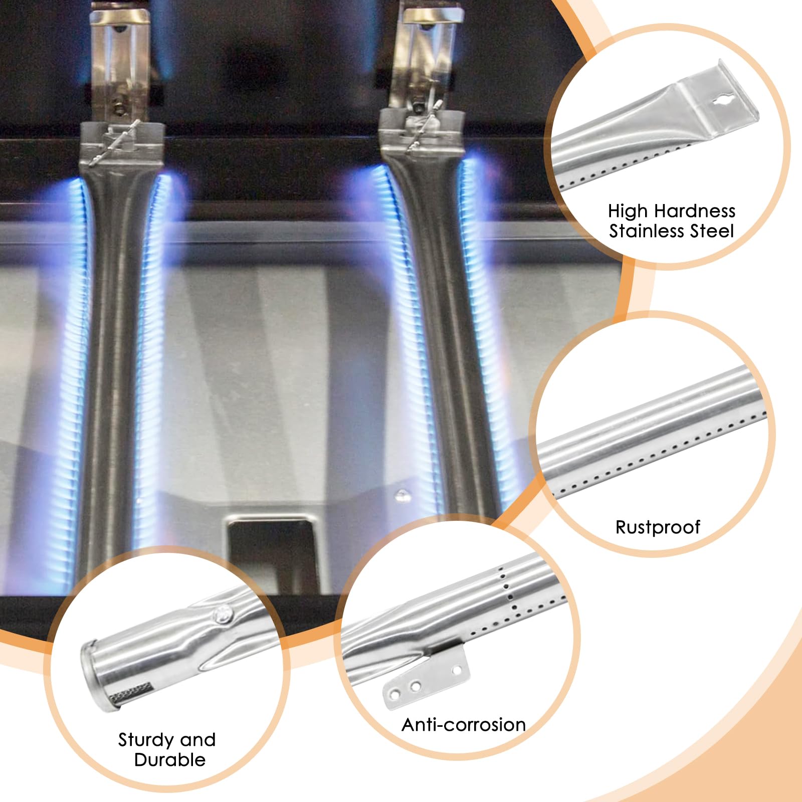 AJinTeby Stainless Steel Burner Replacement for Gas Grill Models Master Forge MFA480BSP and Master Forge MFA550CBP, BBQ Burner Parts