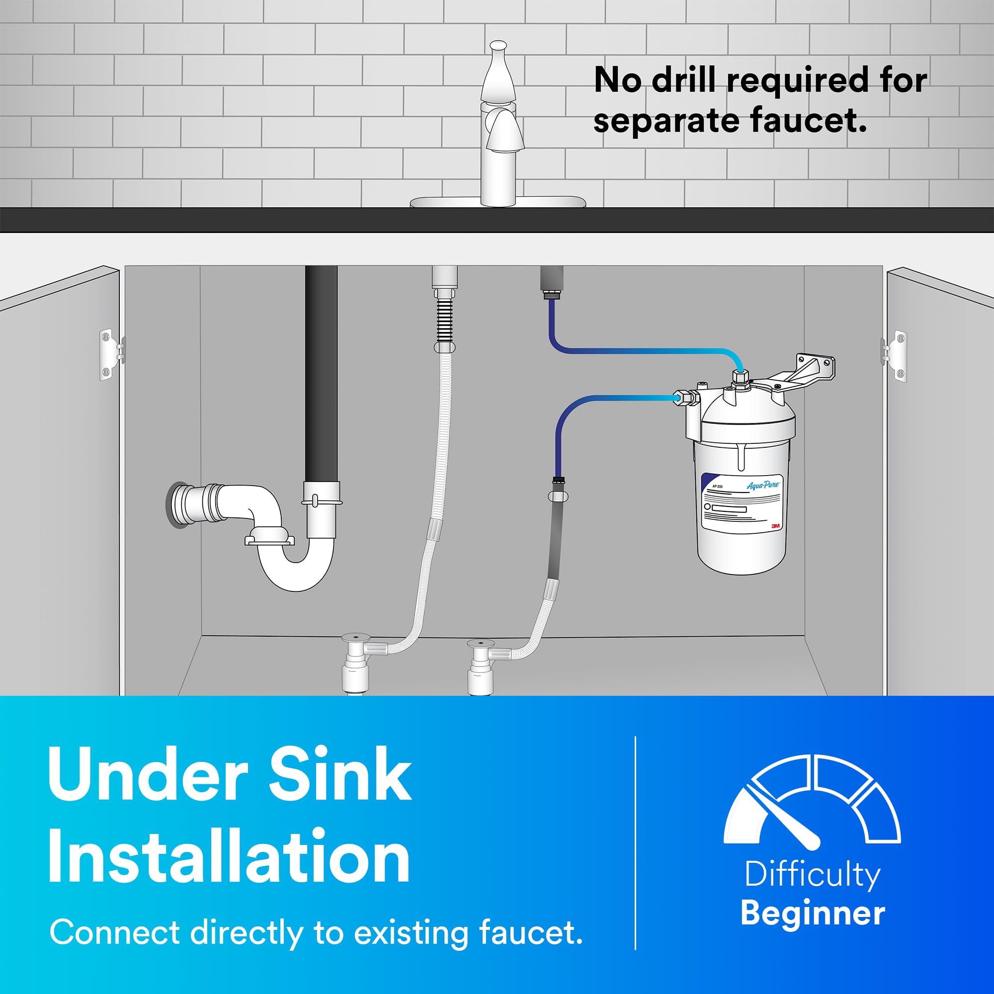 3M Aqua-Pure Under Sink Water Filter System AP200, Full Flow