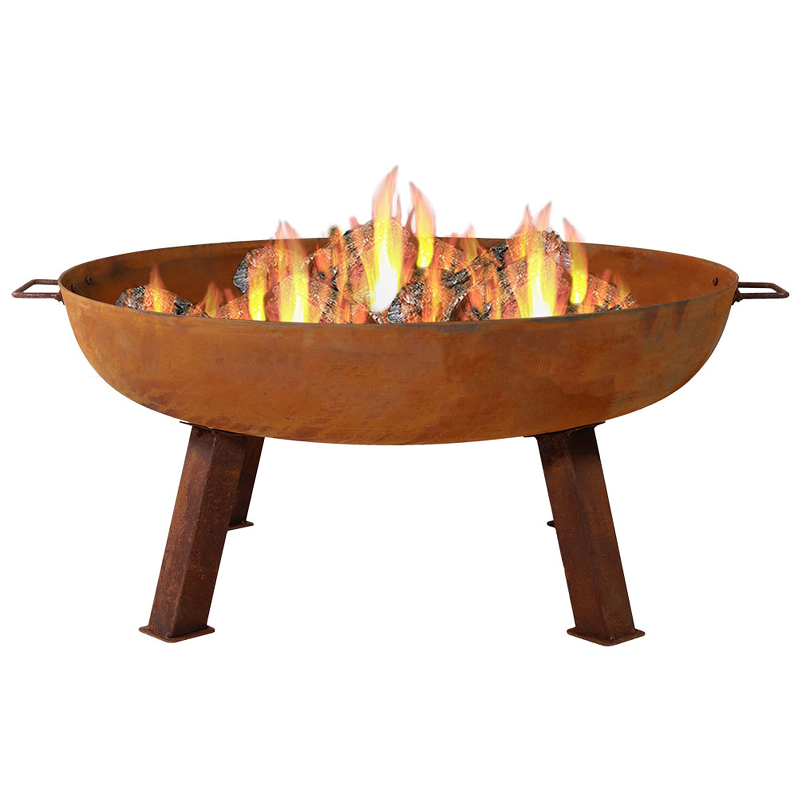 Sunnydaze 34-Inch Cast Iron Heavy-Duty Fire Pit for Outside - Wood-Burning Outdoor Fire Pit Bowl with Handles - Oxidized Finish