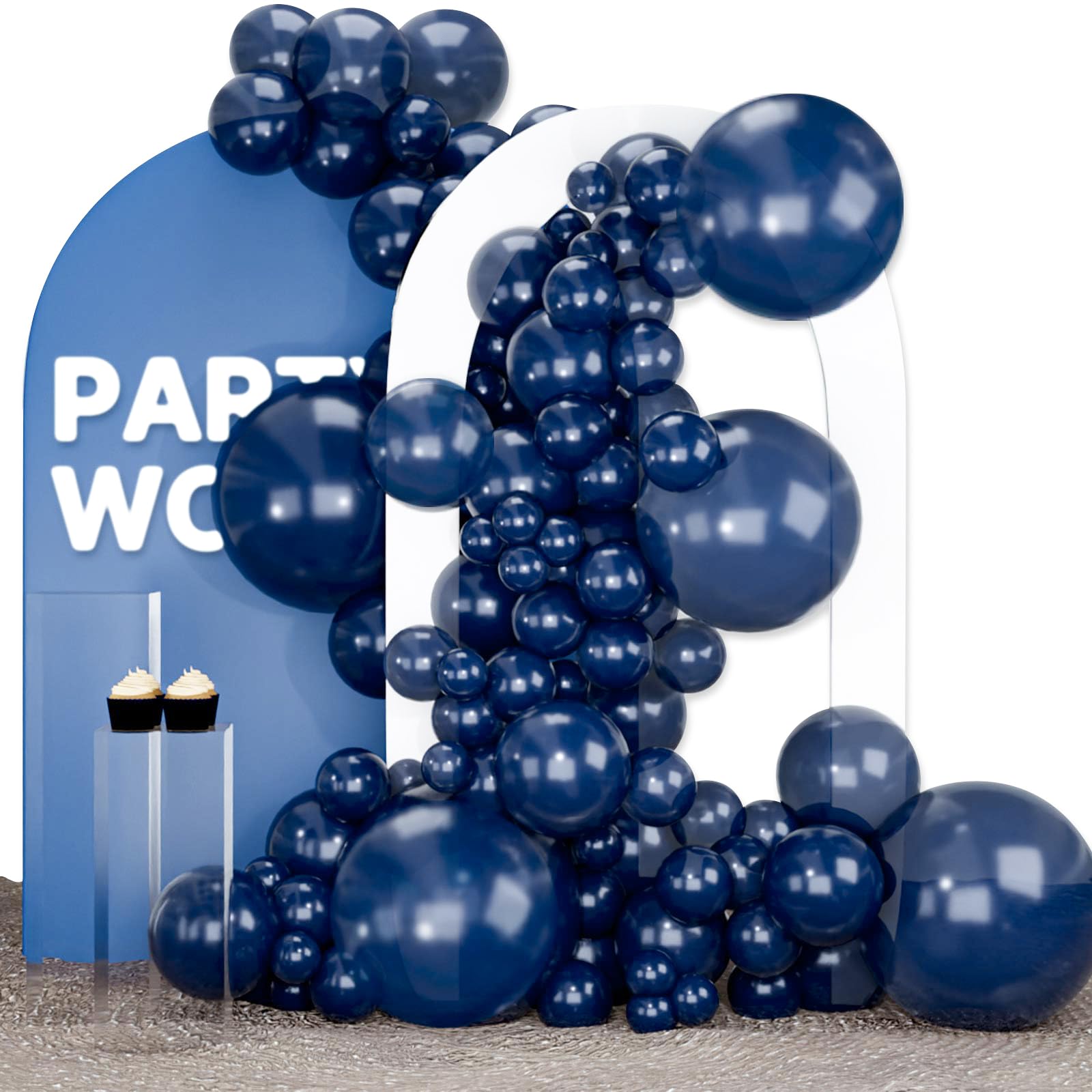 PartyWoo Navy Blue Balloons 123pcs Different Sizes of 18 12 10 5 Inch Dark Blue Balloon Arch Kit Garland for Graduation Wedding Sports Baby Shower Birthday Bachelorette Party Decorations Blue-Z90