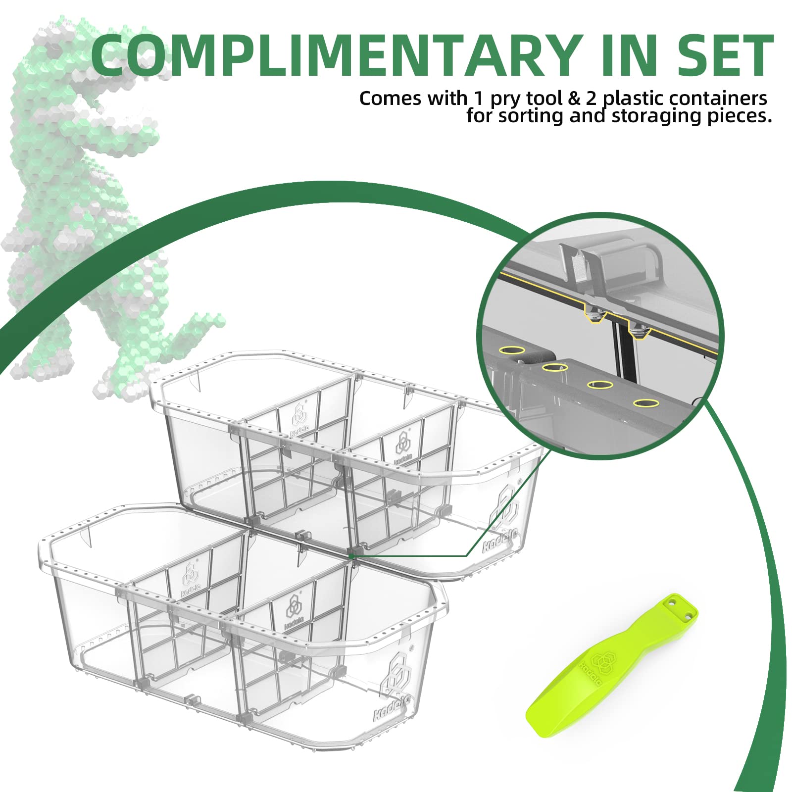 KADELE Fun Dinosaur Building Set 421PCS, Green T-Rex Creative Educational Toys Boys Girls 8+, Animal Figures Building Kit Model Jurassic Dino Blocks Toy Dispaly Present for Kids & Adults