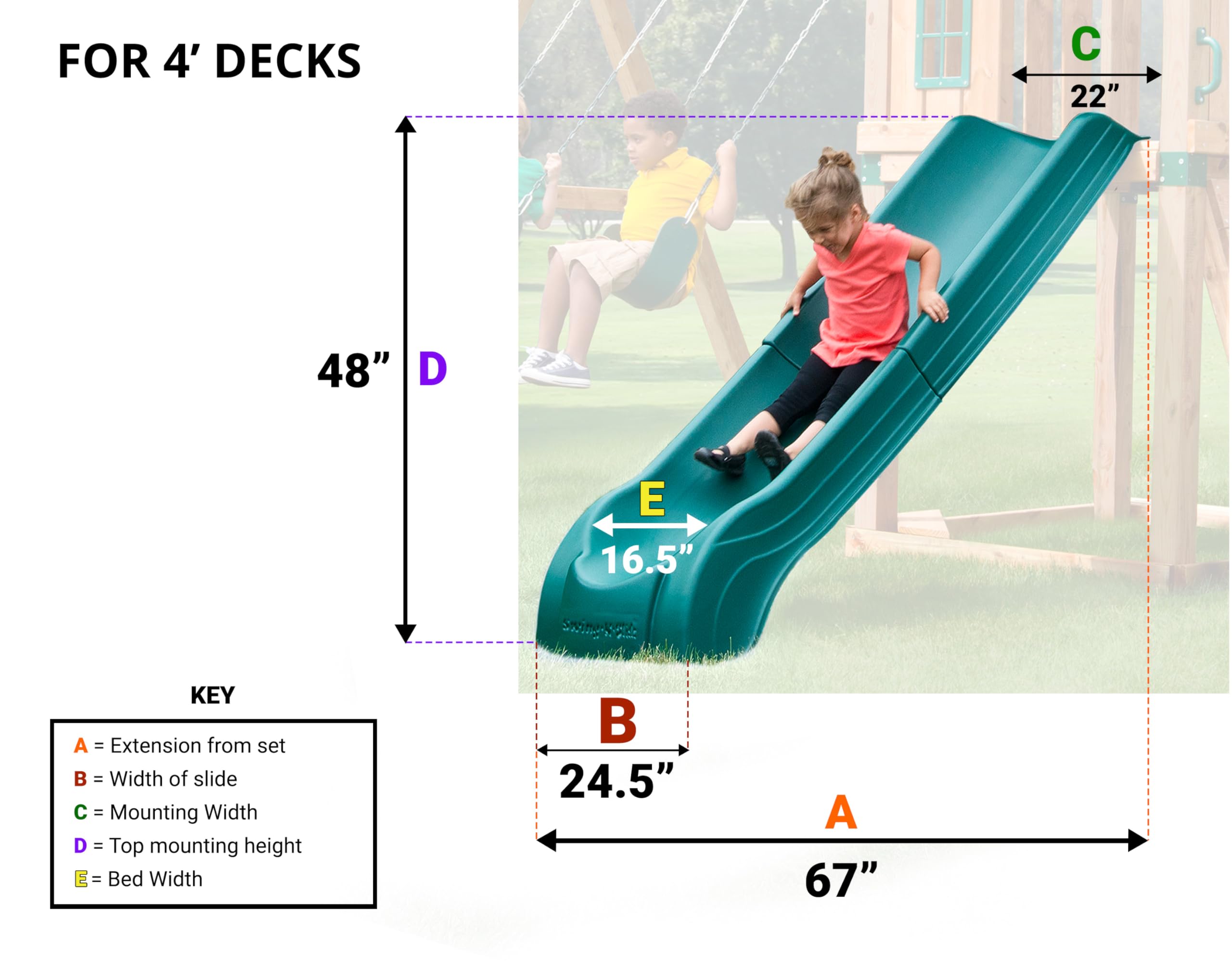 Swing'n'Slide NE 4701 Summit Slide 2Piece Plastic Scoop Slide for 4' Decks, Blue