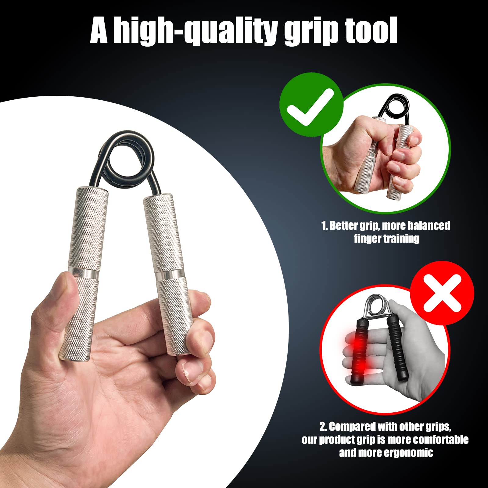 Oblitor Grip Strength Trainer 4 Pack,50LB-200LB Hand Exerciser Gripper Forearm Finger Strengthener Non-Slip Suitable for Hand Rehabilitation Finger Strength Training, Muscle Building, Home Gym