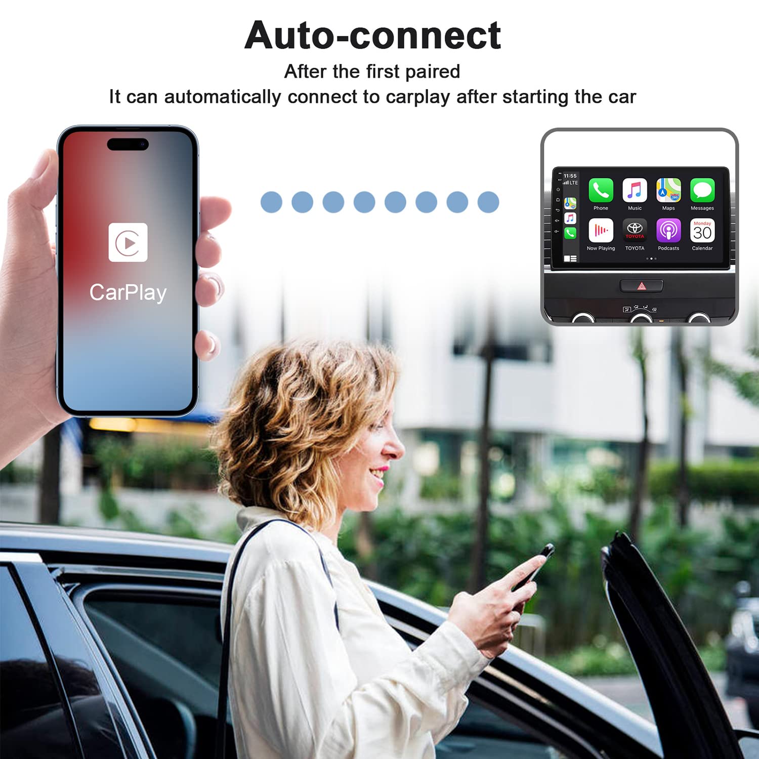Wired CarPlay Convert Cars Wireless CarPlay, Apple CarPlay Wireless Adapter,Wireless Fast and Easy Use Fit for Cars from 2015 & iPhone iOS 10+(Black)