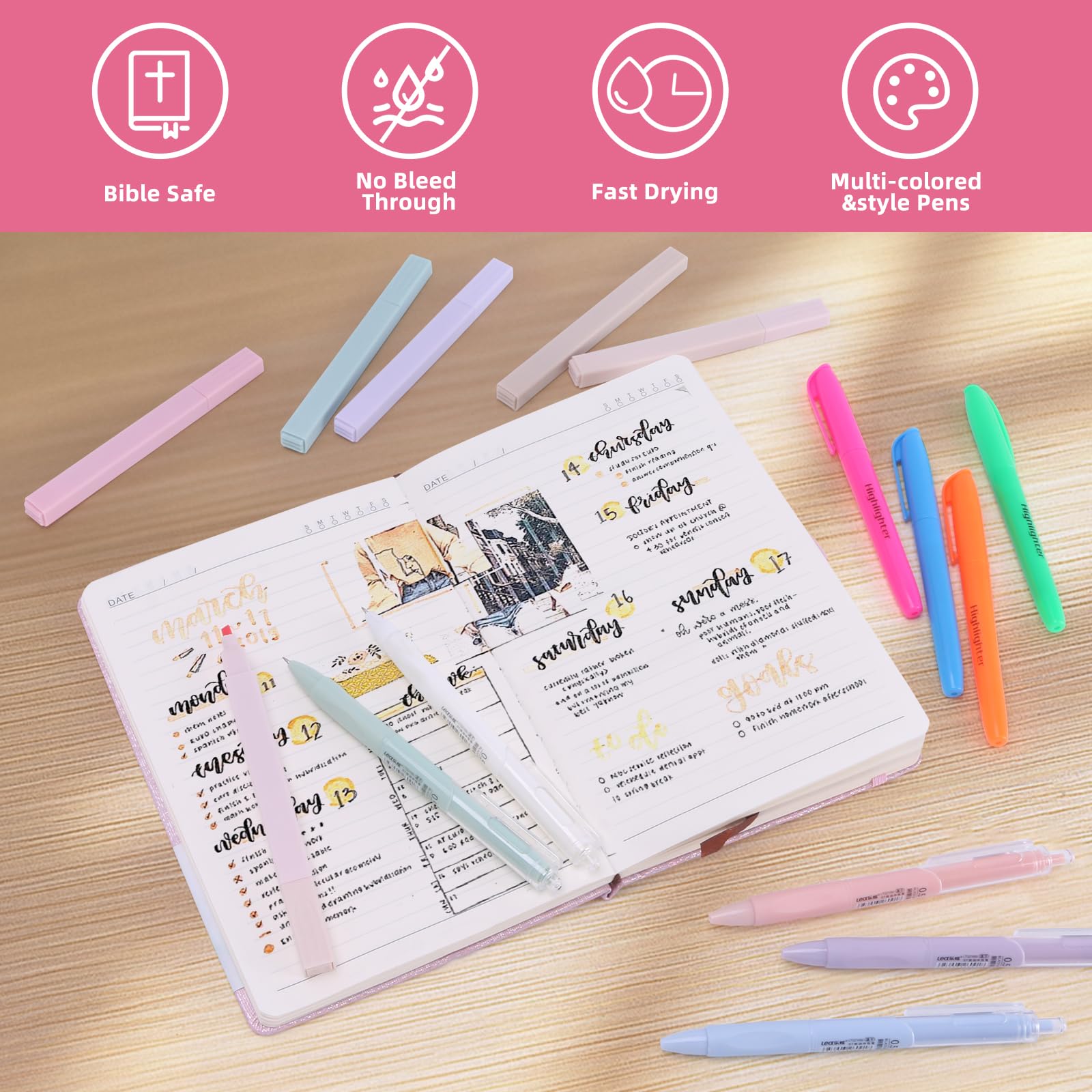 Bible Study Supplies with Daily Bible Verse Bracelets,Bible Journaling Kit for Women with Tabs Notebook and Pen Case Bible Bookmarks highlighters.Bible Tools for Students Beginner, Christian Gifts