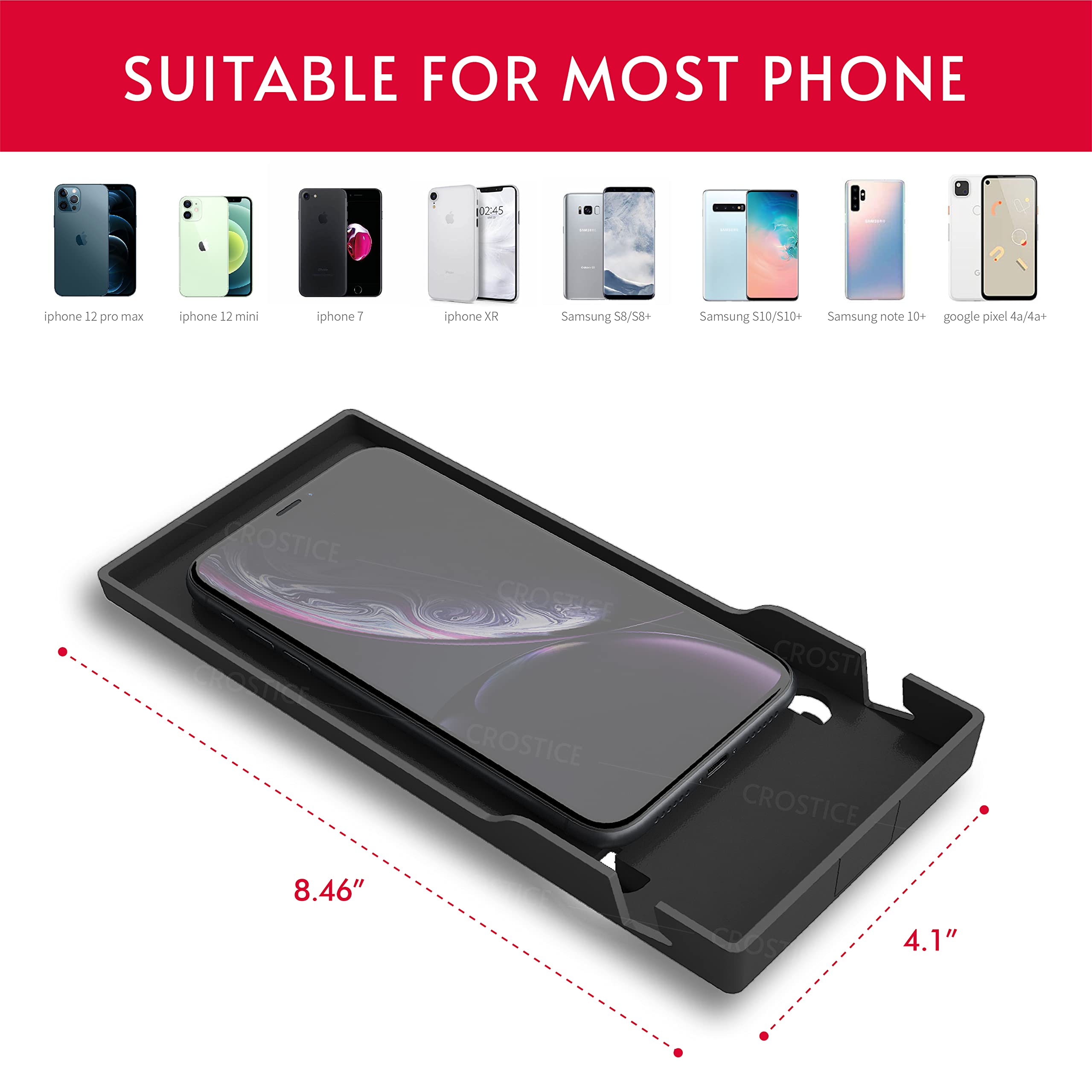 Crostice Phone Holder Compatible with Peloton Bike & Bike Plus Accessories, Original Design Phone Tray, Holder for iPhone, Cell Phone Holder Mount, Fit for Most Phone, Baby Monitor
