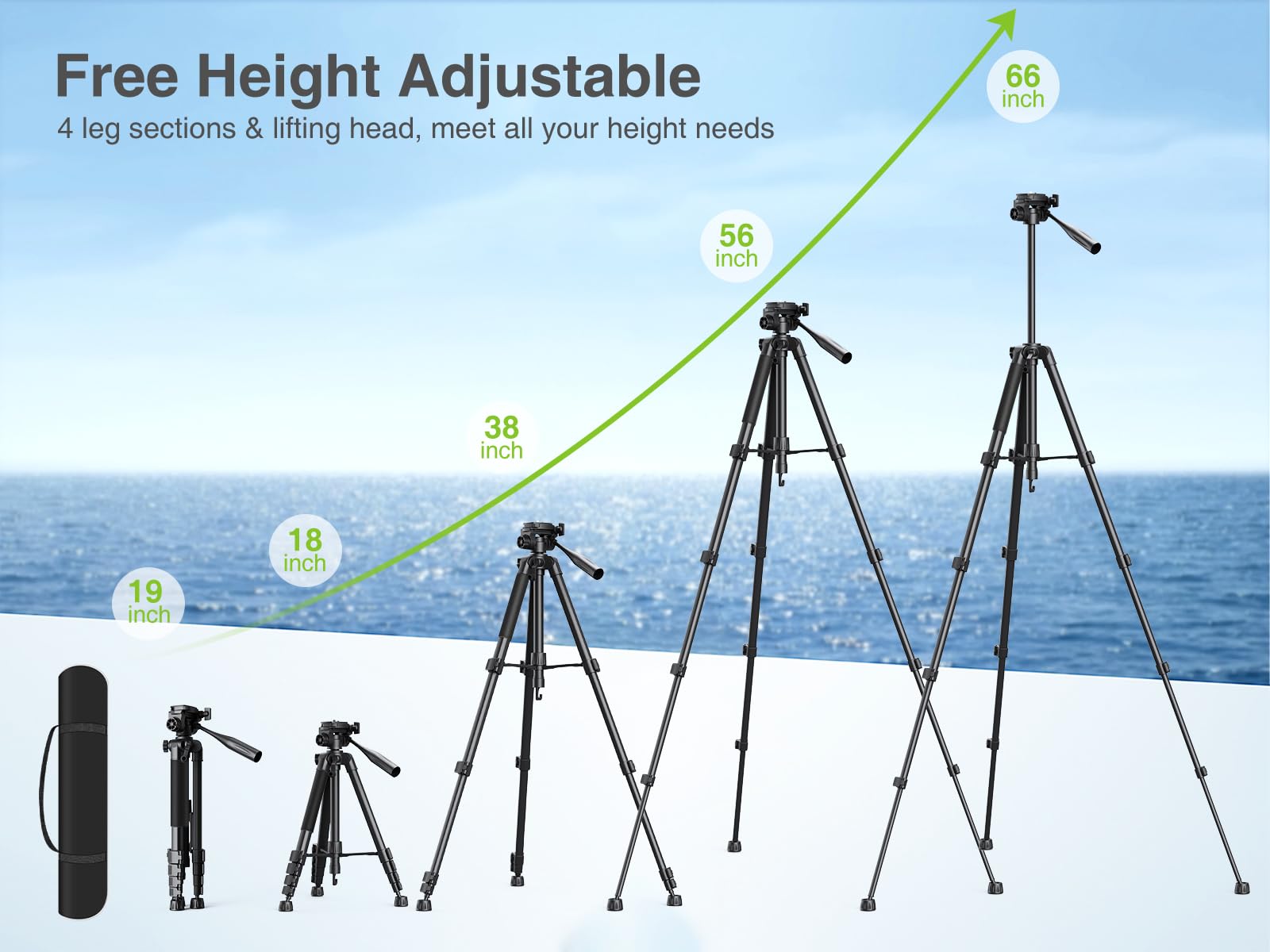 Elitehood 68" Heavy Duty iPad Tripod, Ultra-Stable Camera Tripod for iPad Pro 12.9, iPad Stand Mount for Video Recording/Photography, Compatible with 4.7-13inch Tablet/iPad Pro/Webcam/DSLR