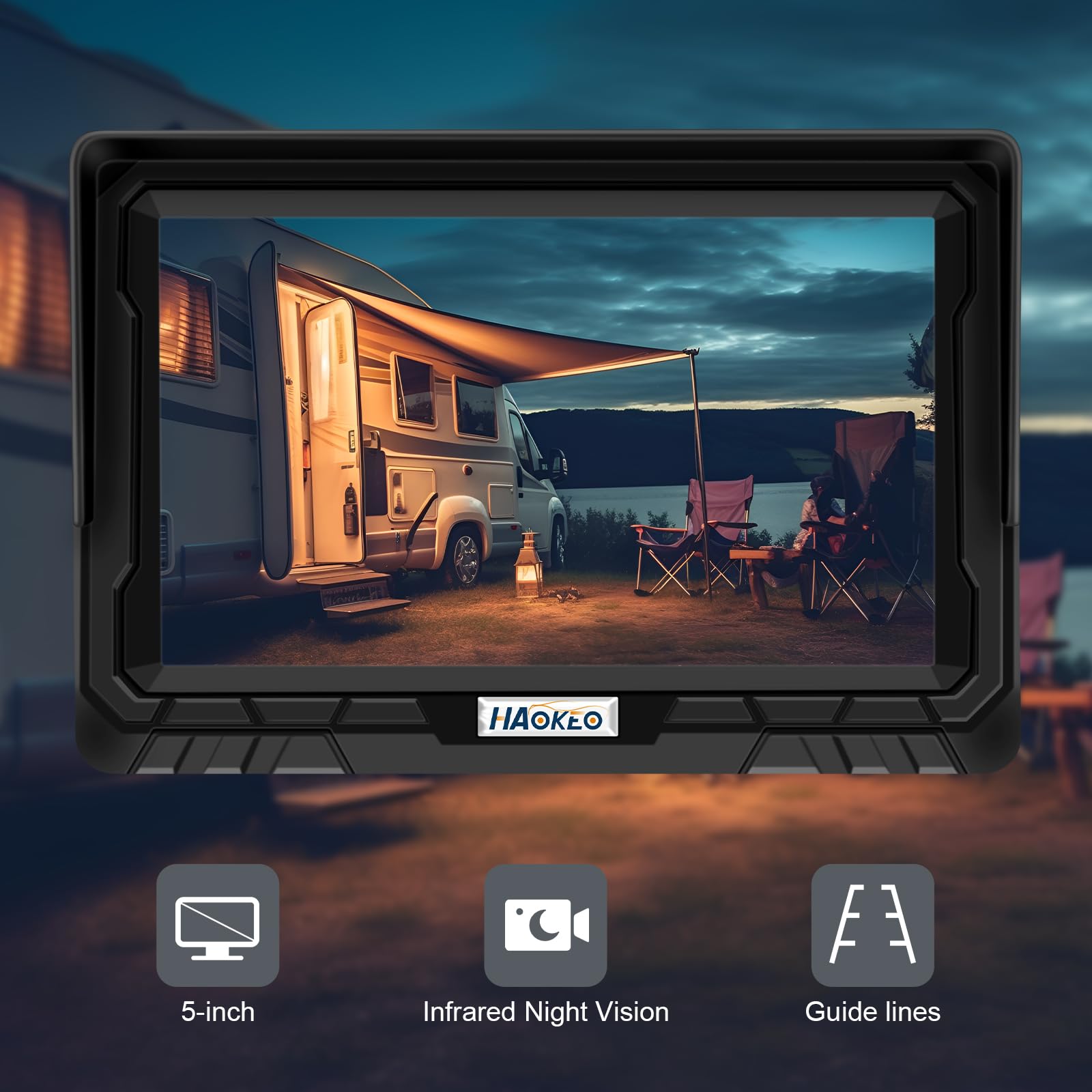 Magnetic Solar Wireless Backup Camera: 5 Inch DVR 1080P HD IPS Monitor, Rechargeable Reverse Camera System, Portable Cordless Rear View Camera for Truck RV Camper Hitching Gooseneck Horse Trailer