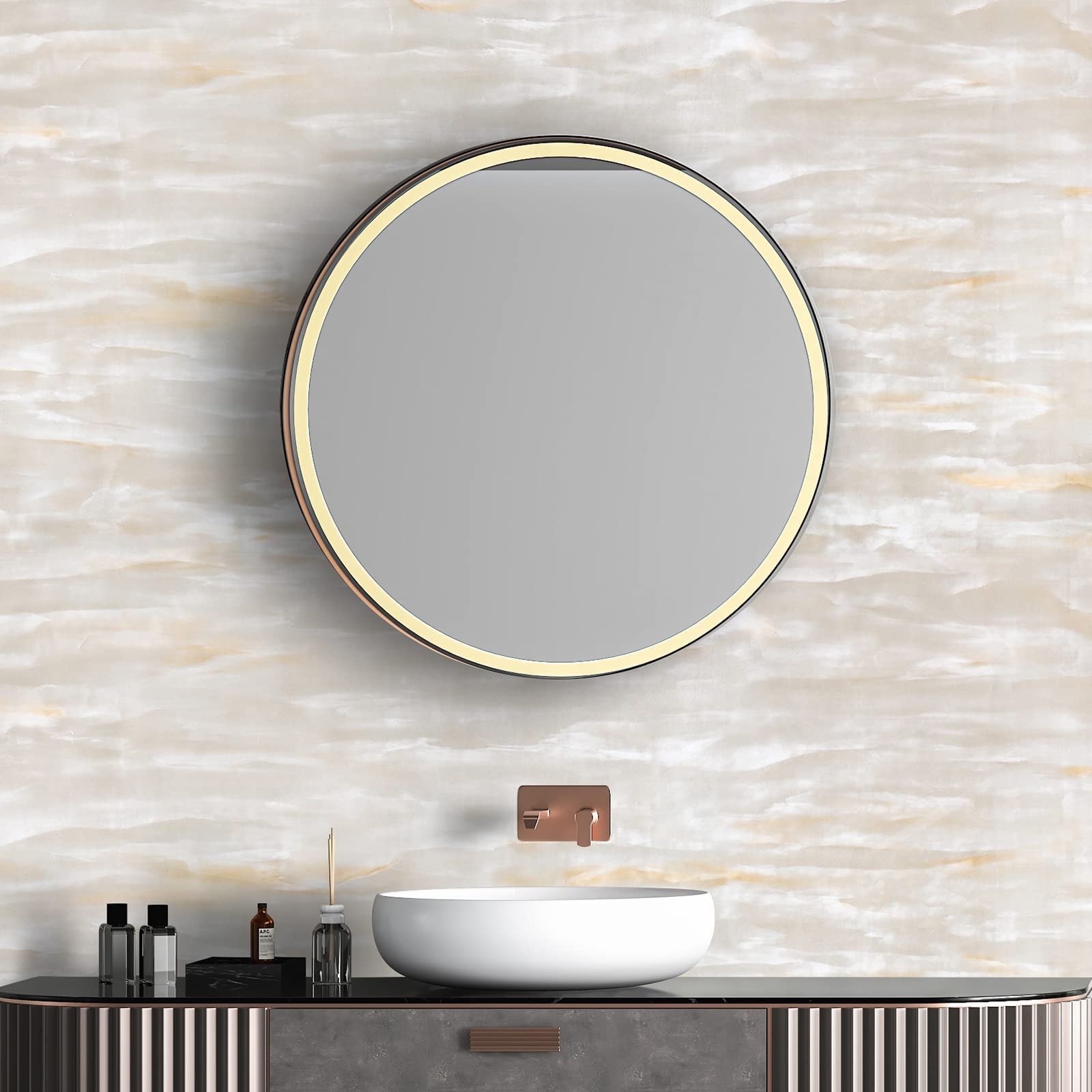 CHIHUT 17.7"x236" Beige Marble Countertop Peel and Stick Countertops Waterproof Self Adhesive Vinyl Beige Marble Wallpaper Glossy Removable Kitchen Wallpaper for Tables Countertop Covers Bathroom