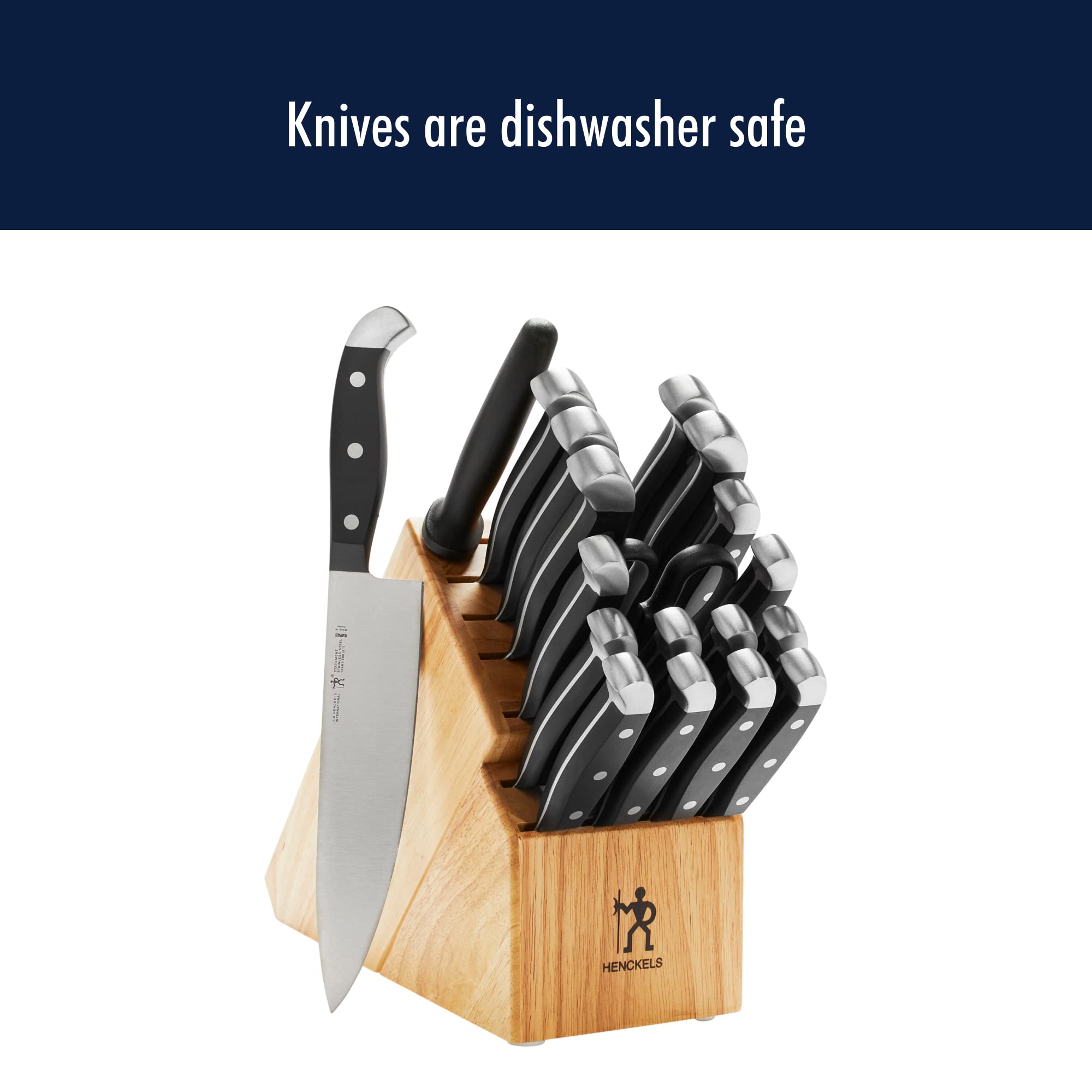 HENCKELS Statement Razor-Sharp 20-Piece Knife Set with Block, Chef Knife, Bread Knife, German Engineered Knife Informed by over 100 Years of Mastery, Natural