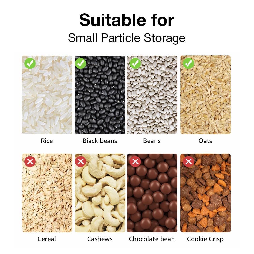 Conworld Dry Food Dispenser, Wall mounted 5 Grid Grain Dispenser, Rice Dispenser 25 Pounds Kitchen Storage with Measuring Cup, Not Suitable for Cereal, Cashews, Trail Mix, Suitable for Rice, Beans