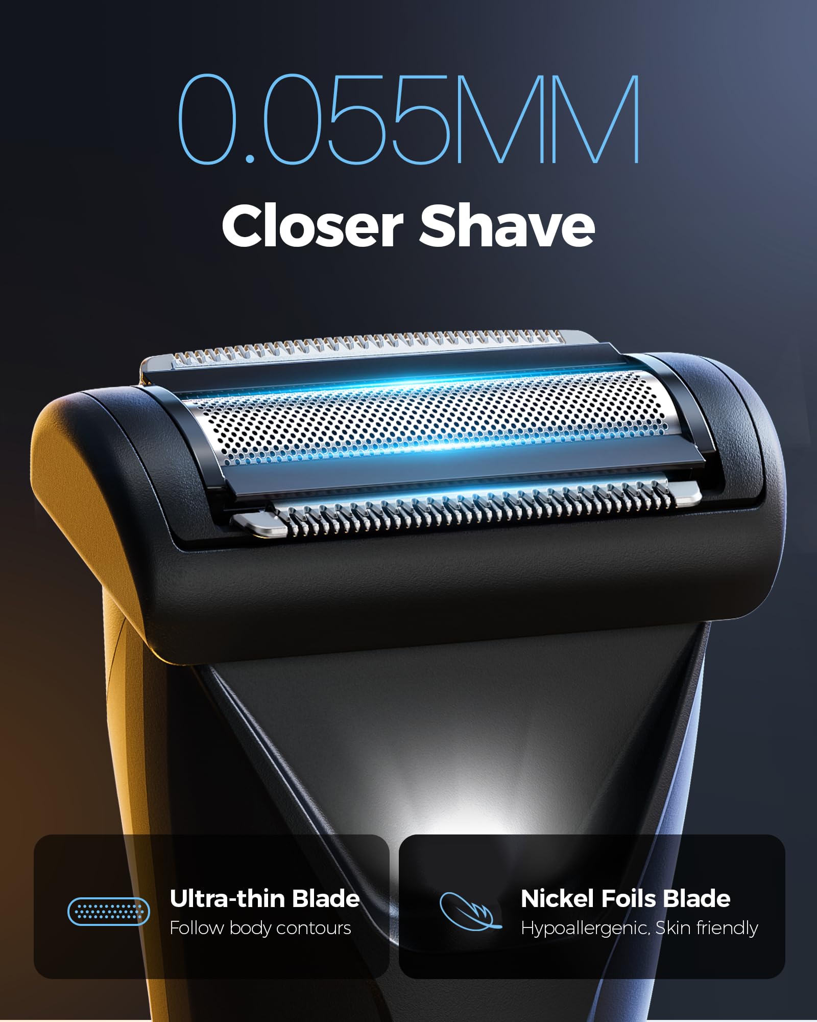 GLAKER Ball Trimmer Men, 2-in-1 Body Shaver Pubic Hair Trimmer for Men Manscape Groin Trimmer Body Hair Trimmer Ball Shaver Body Groomer Dual-Head Ceramic Trimmer & Foil Blades IPX7 Waterproof (Black)