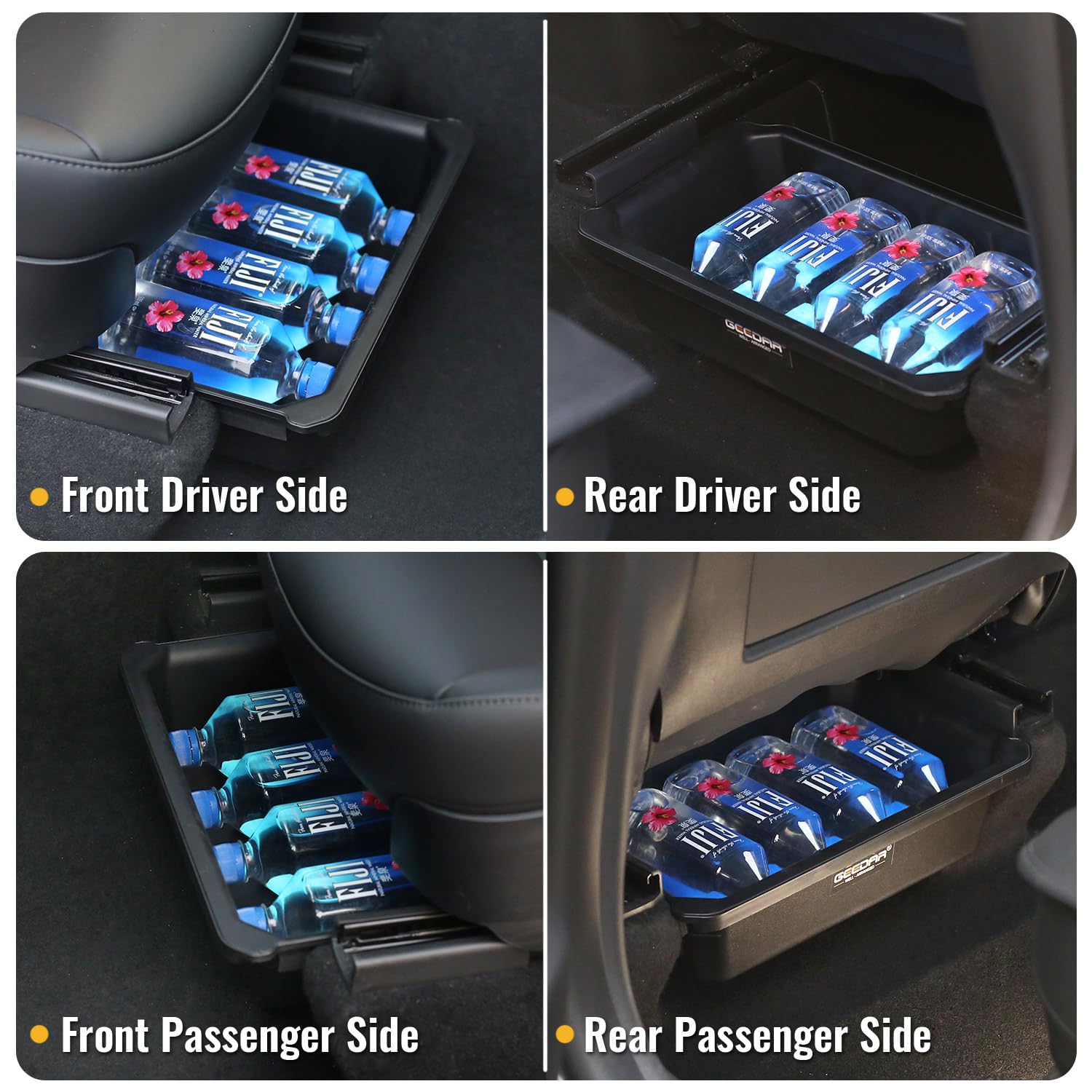 GEEDAR Under Seat Storage Box Organizer for Tesla Model Y (1 pack), Upgraded ABS + TPE Double Layer Hidden Storage Box, Washable Underseat Storage Organizer fit Tesla Model Y Accessories 2021-2024